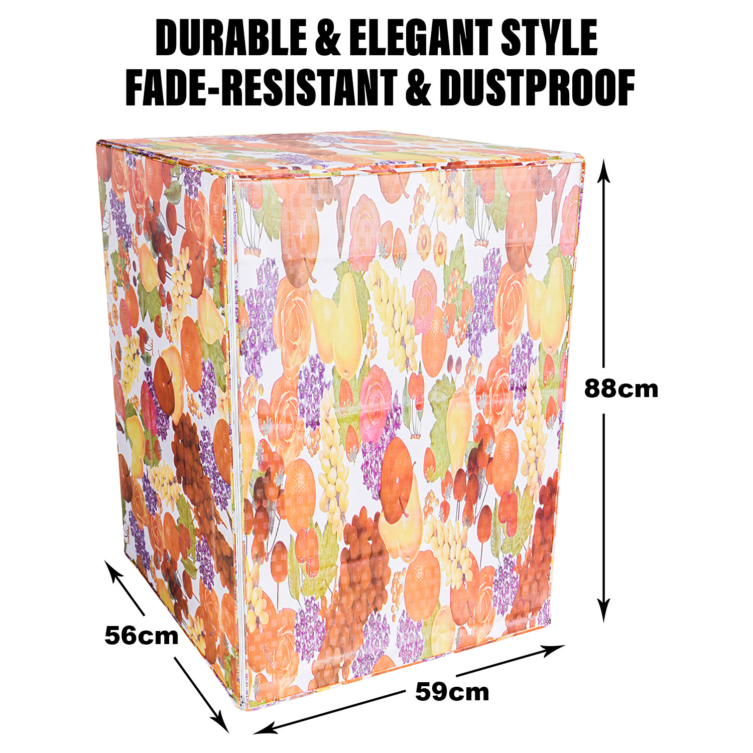 Kuber Industries Washing Machine Cover | Fruit Print Washing Machine Cover | PVC | Front Load Washing Machine Cover | Multi