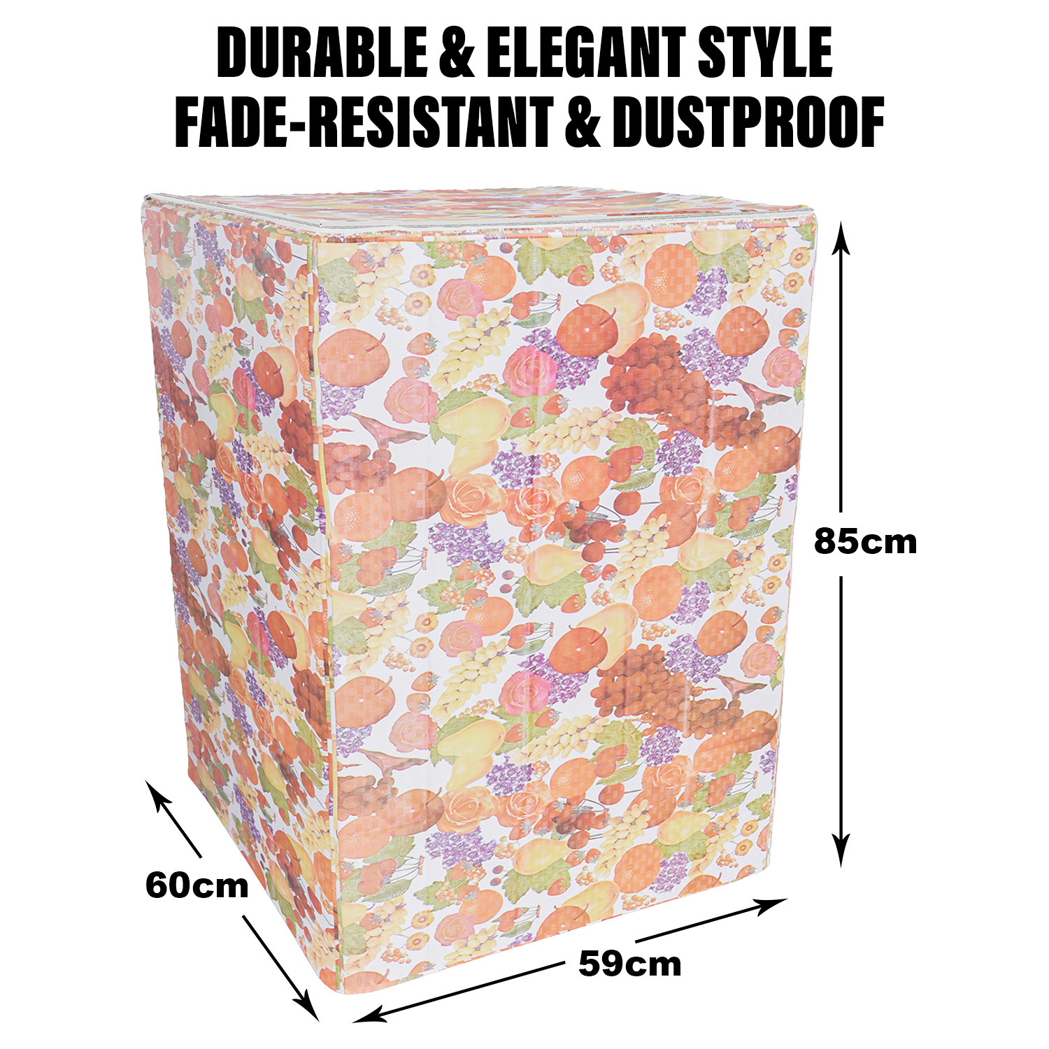 Kuber Industries Washing Machine Cover | Fruit Print Washing Machine Cover | PVC | Top Load Fully-Automatic Washing Machine Cover | Multi