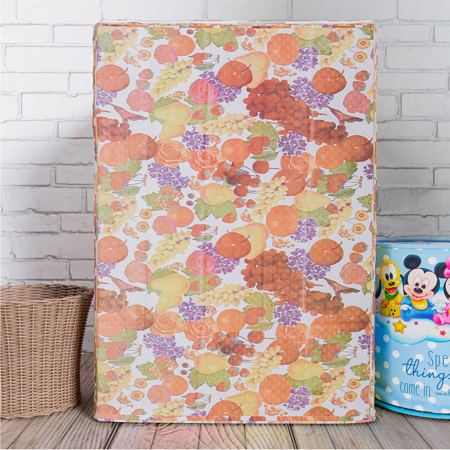 Kuber Industries Washing Machine Cover | Fruit Print Washing Machine Cover | PVC | Top Load Fully-Automatic Washing Machine Cover | Multi