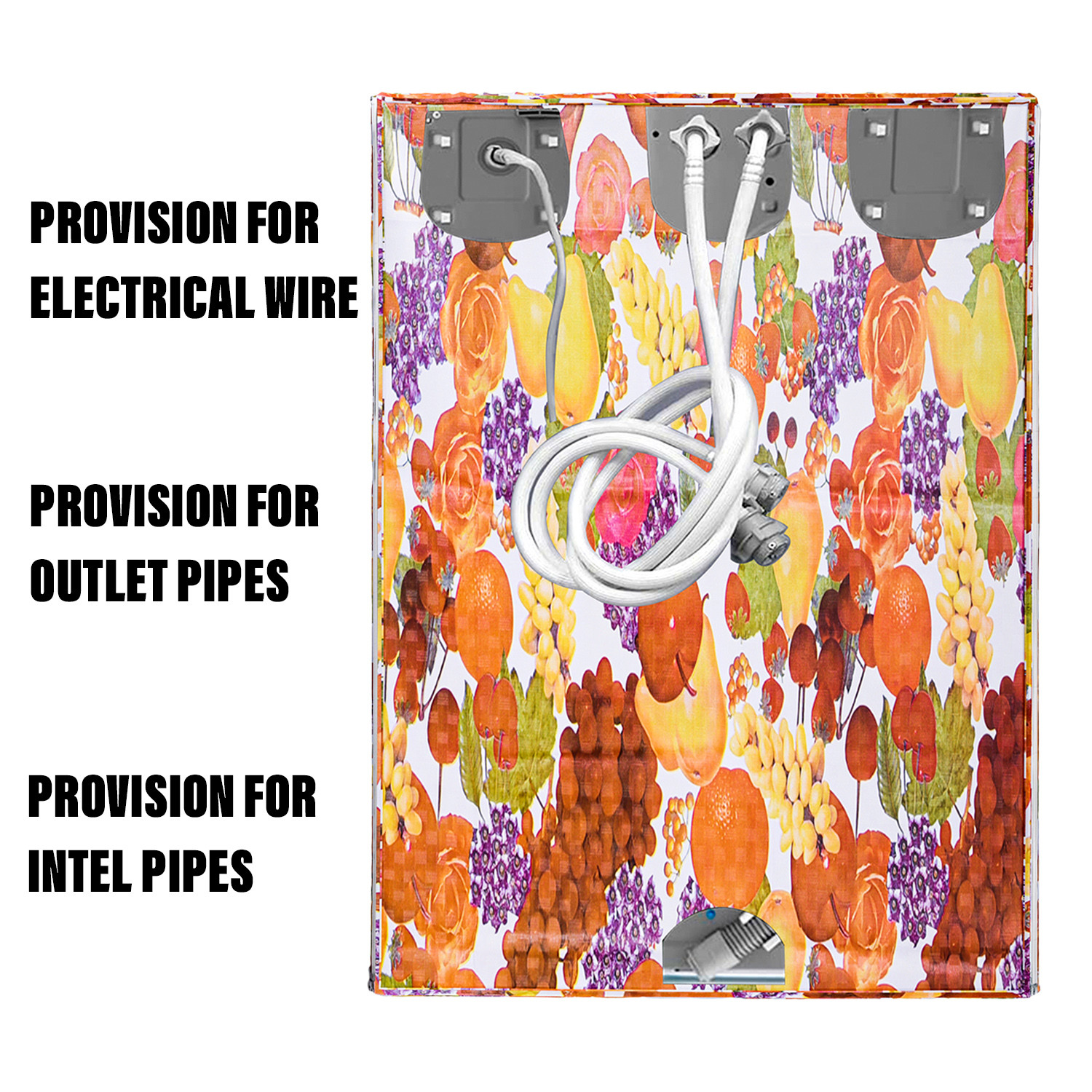 Kuber Industries Washing Machine Cover | Fruit Print Washing Machine Cover | PVC | Top Load Fully-Automatic Washing Machine Cover | Multi