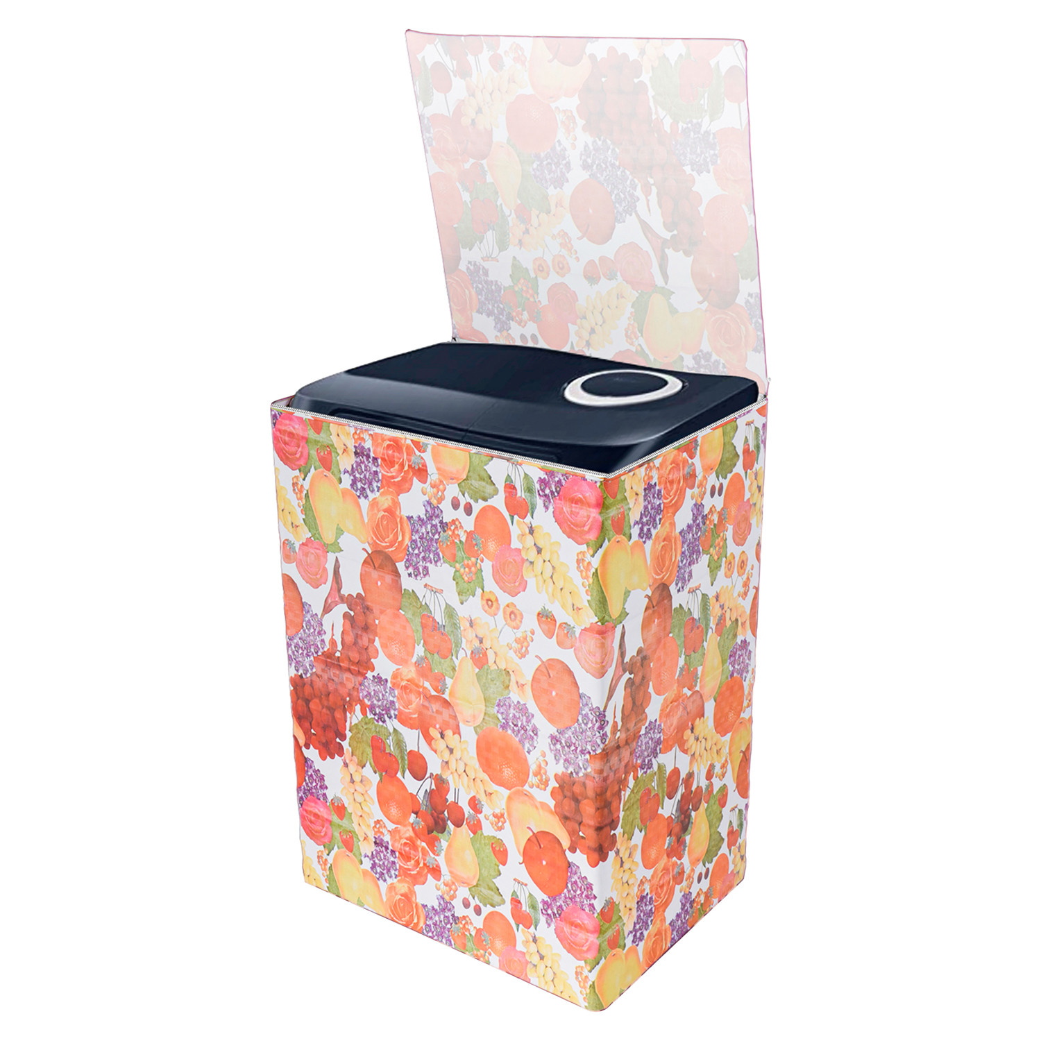 Kuber Industries Washing Machine Cover | Fruit Print Washing Machine Cover | PVC | Top Load Semi-Automatic Washing Machine Cover | Multi