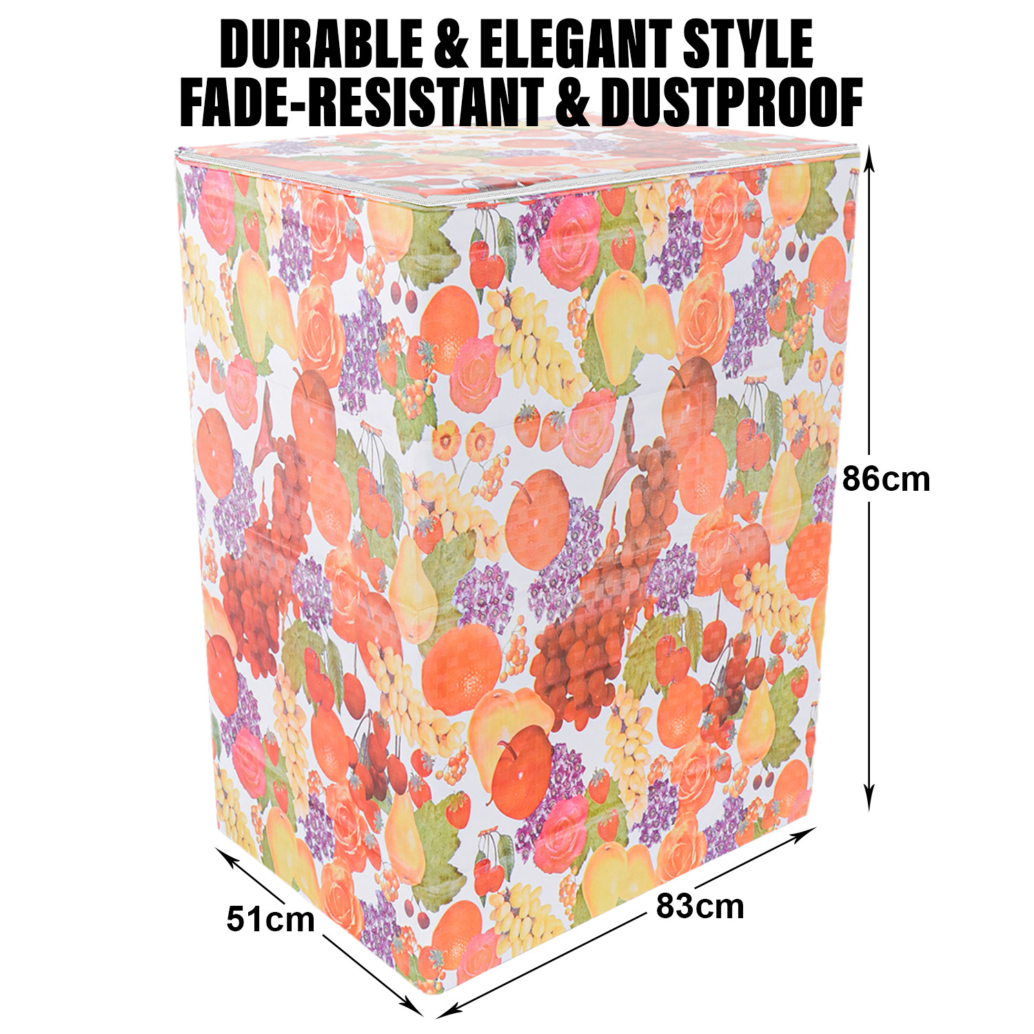 Kuber Industries Washing Machine Cover | Fruit Print Washing Machine Cover | PVC | Top Load Semi-Automatic Washing Machine Cover | Multi