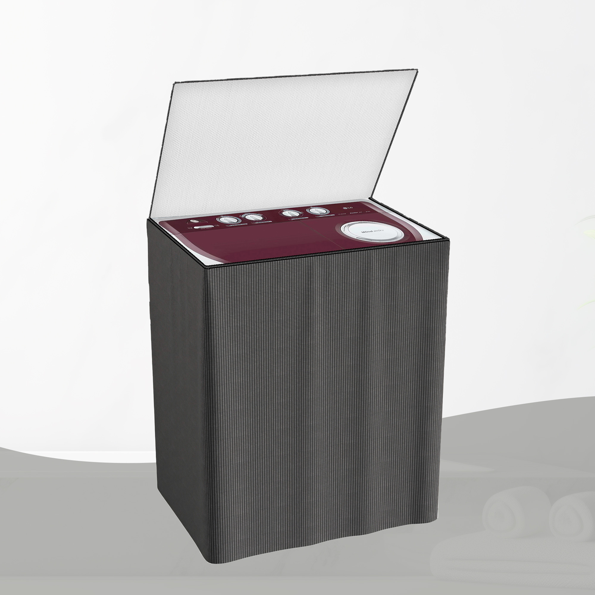 Kuber Industries Washing Machine Cover  Ideal For 6 kg 65 kg 7 kg  75 kg  Semi-Automatic Washer Covers  Waterproof  Dust-Proof Machine Cover  Mini Check  Grey