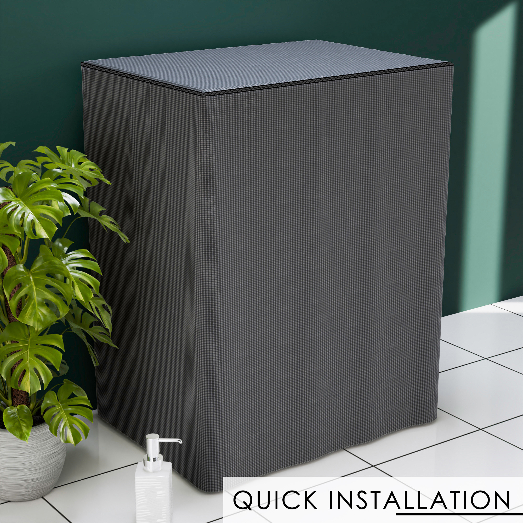 Kuber Industries Washing Machine Cover  Ideal For 6 kg 65 kg 7 kg  75 kg  Semi-Automatic Washer Covers  Waterproof  Dust-Proof Machine Cover  Mini Check  Grey