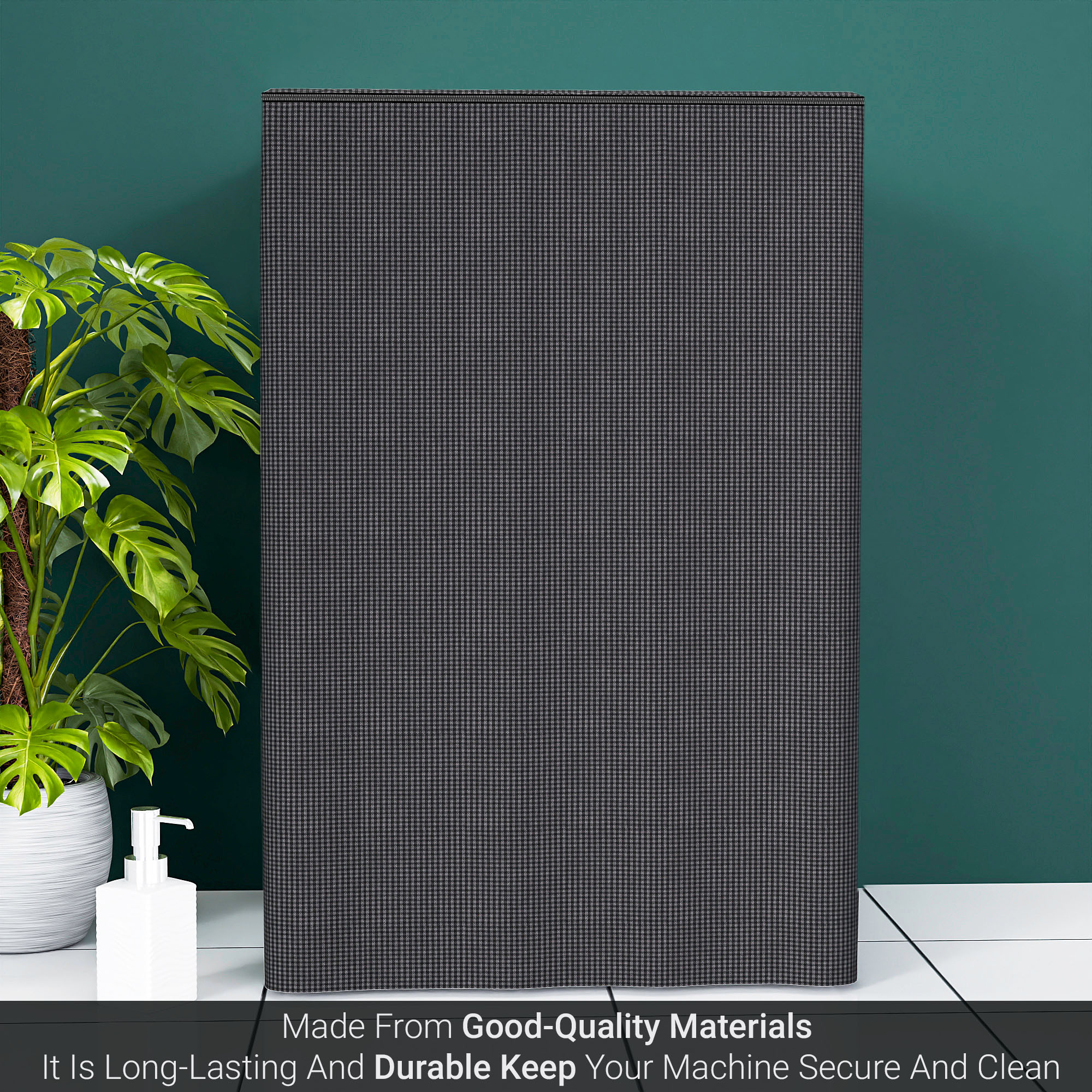 Kuber Industries Washing Machine Cover  Ideal For 6 kg 65 kg 7 kg  75 kg  Top Load Fully-Automatic Washer Covers  Waterproof  Dust-Proof Machine Cover  Mini Check  Grey