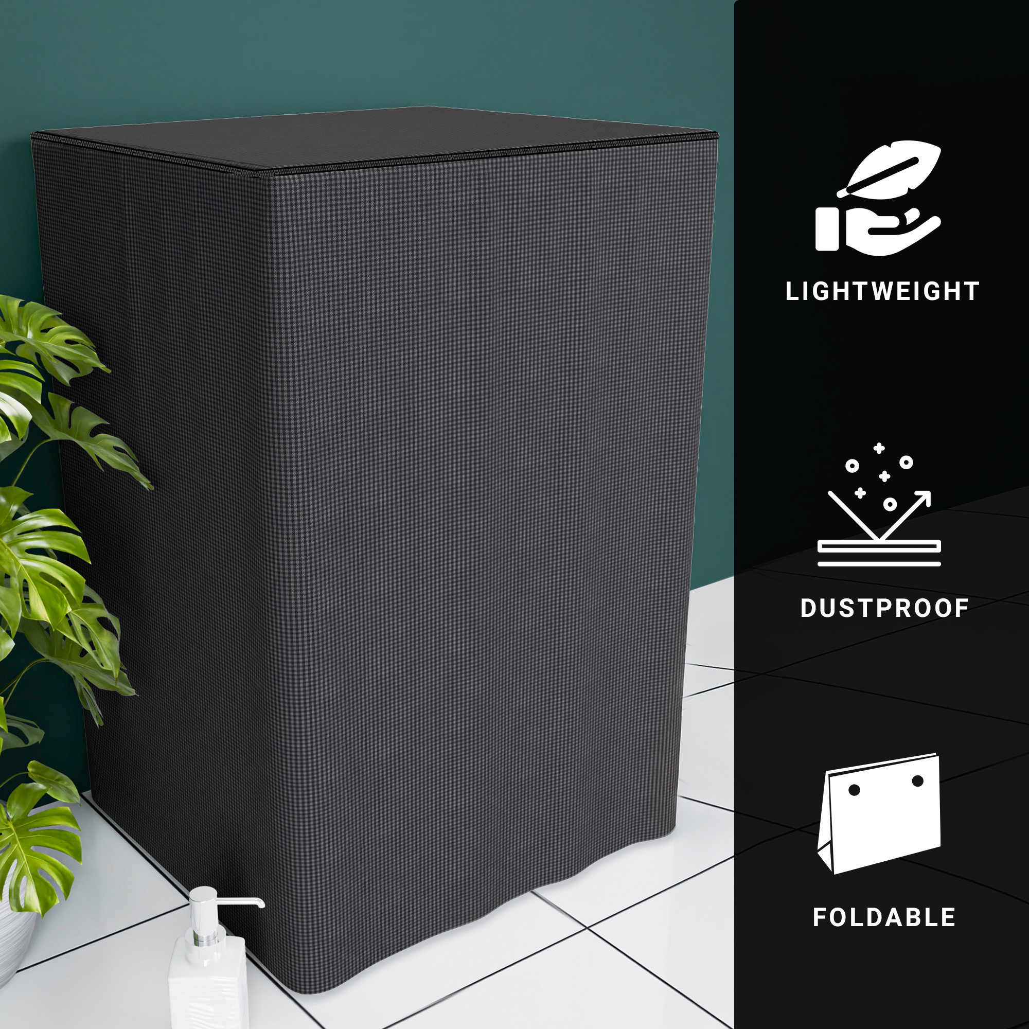 Kuber Industries Washing Machine Cover  Ideal For 6 kg 65 kg 7 kg  75 kg  Top Load Fully-Automatic Washer Covers  Waterproof  Dust-Proof Machine Cover  Mini Check  Grey