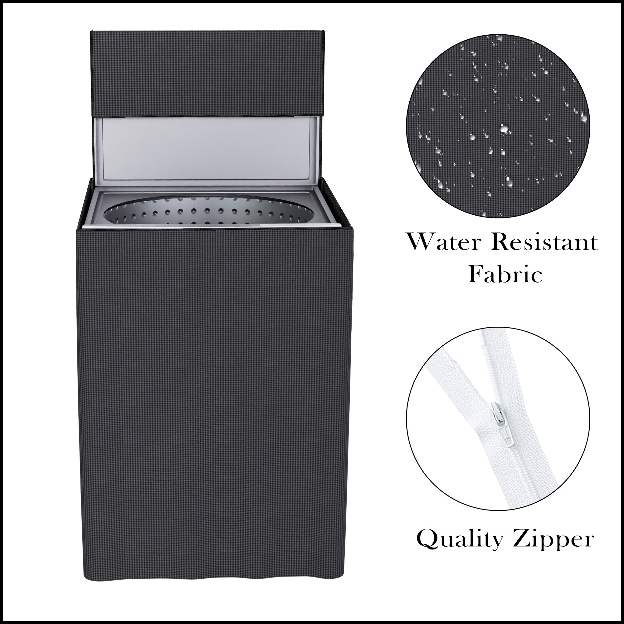 Kuber Industries Washing Machine Cover  Ideal For 6 kg 65 kg 7 kg  75 kg  Top Load Fully-Automatic Washer Covers  Waterproof  Dust-Proof Machine Cover  Mini Check  Grey