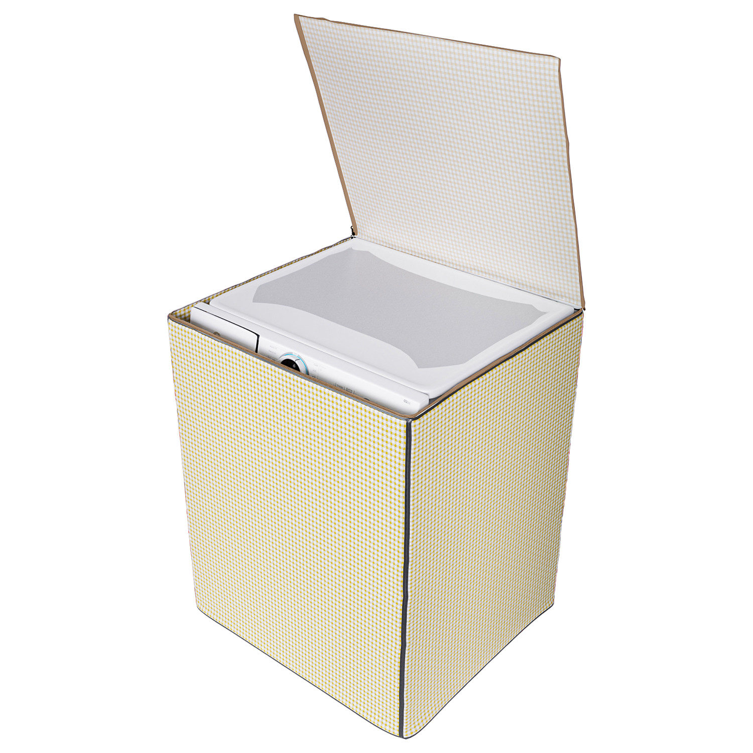 Kuber Industries Washing Machine Cover | Mini Check Print Washing Machine Cover | Soft PVC | Top Load Fully-Automatic Washing Machine Cover | Golden