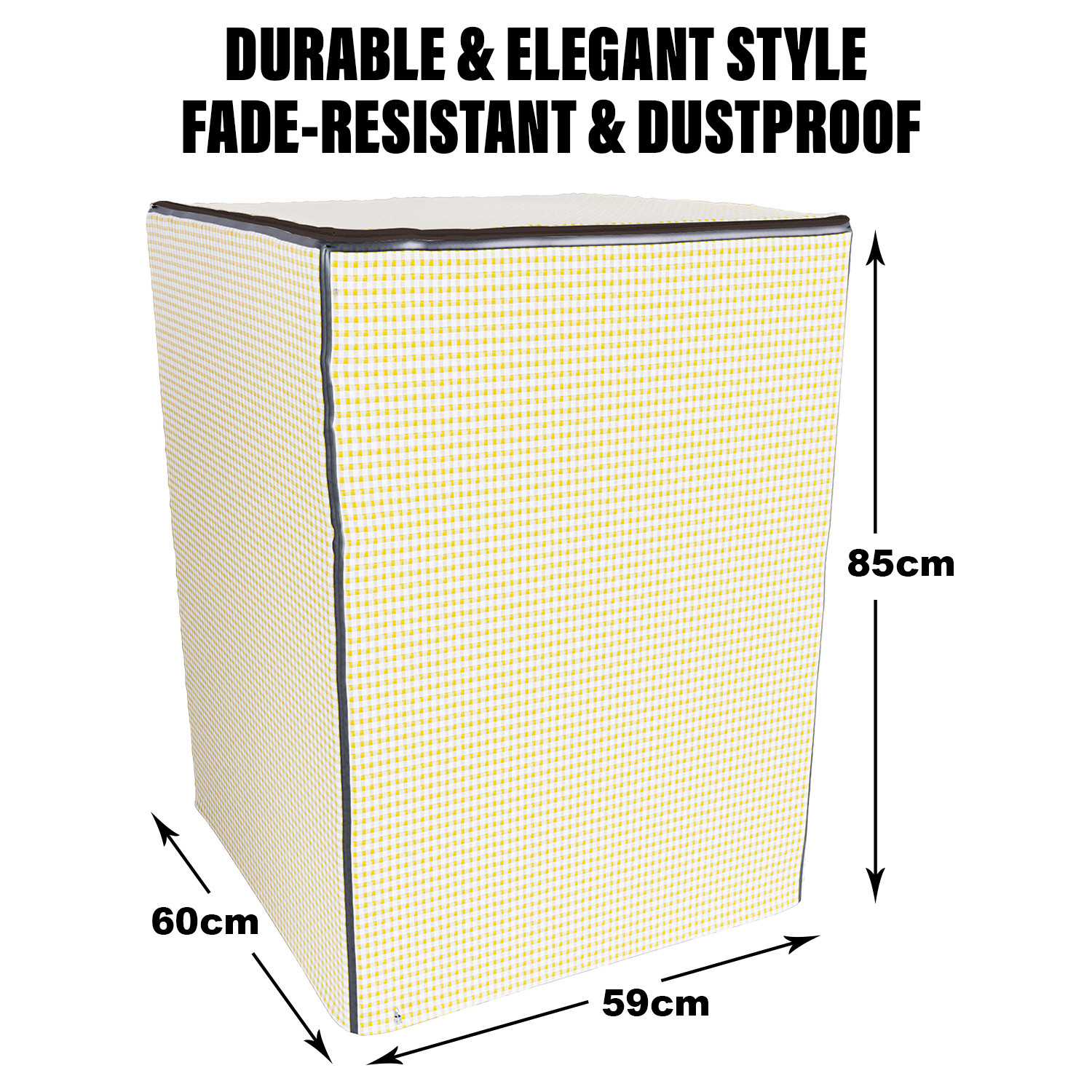 Kuber Industries Washing Machine Cover | Mini Check Print Washing Machine Cover | Soft PVC | Top Load Fully-Automatic Washing Machine Cover | Golden