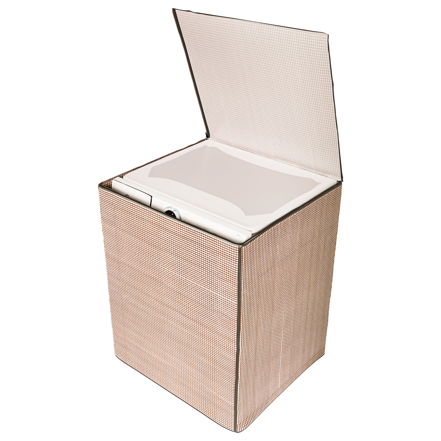 Kuber Industries Washing Machine Cover | Mini Check Print Washing Machine Cover | Soft PVC | Top Load Fully-Automatic Washing Machine Cover | Brown