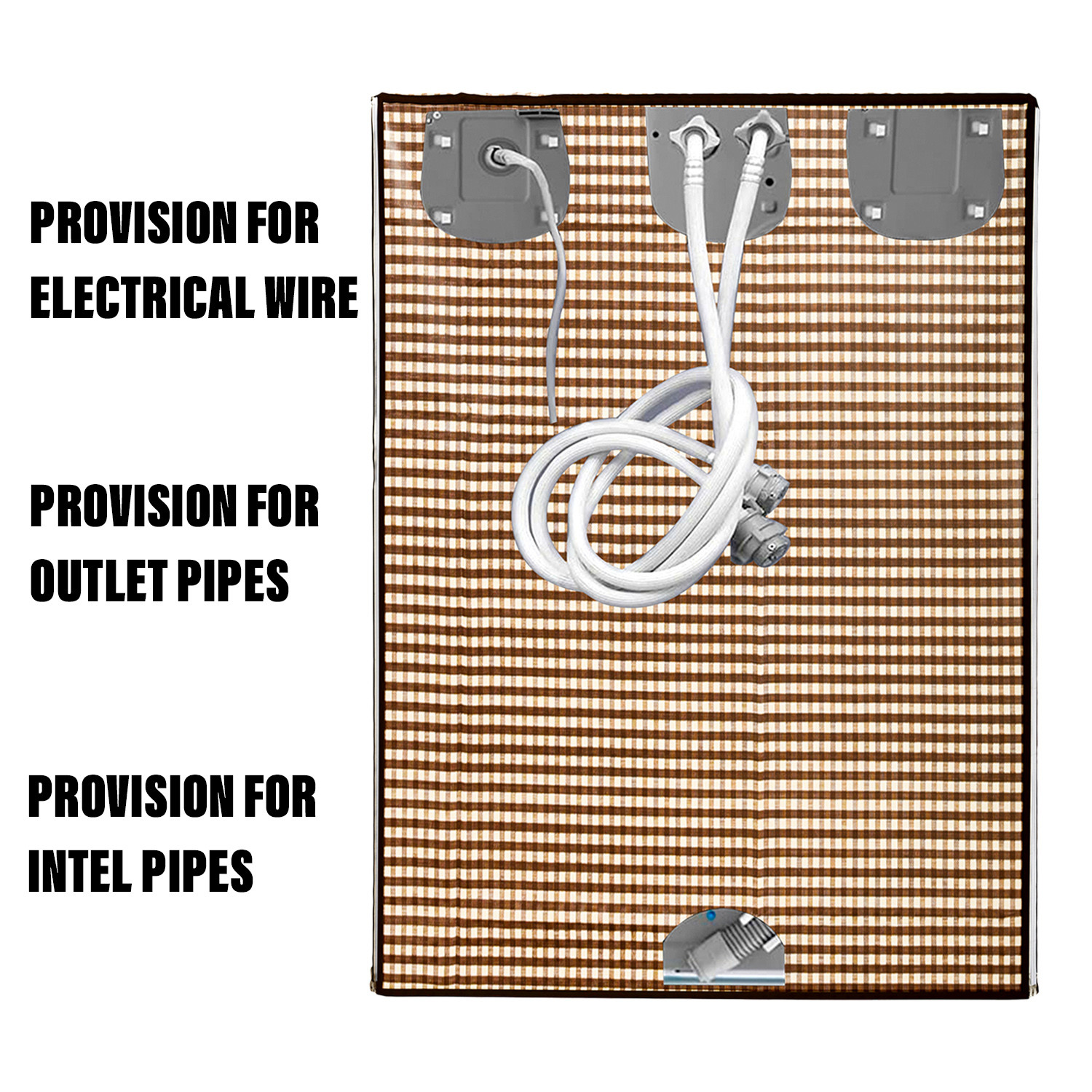 Kuber Industries Washing Machine Cover | Mini Check Print Washing Machine Cover | Soft PVC | Top Load Fully-Automatic Washing Machine Cover | Brown