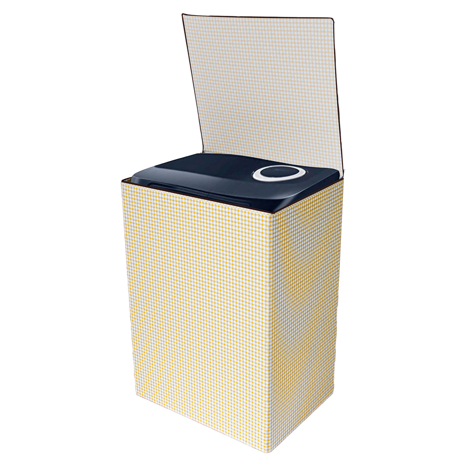 Kuber Industries Washing Machine Cover | Mini Check Print Washing Machine Cover | Soft PVC | Top Load Semi-Automatic Washing Machine Cover | Golden