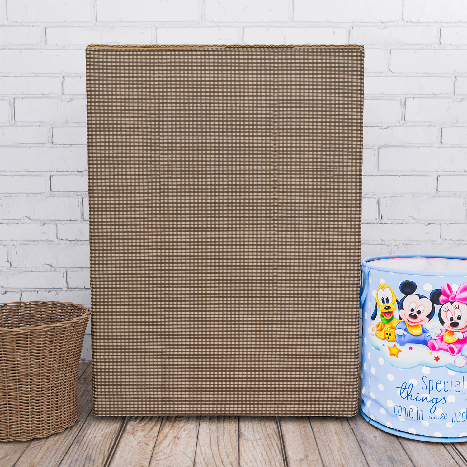 Kuber Industries Washing Machine Cover | Mini Check Print Washing Machine Cover | Soft PVC | Top Load Semi-Automatic Washing Machine Cover | Brown