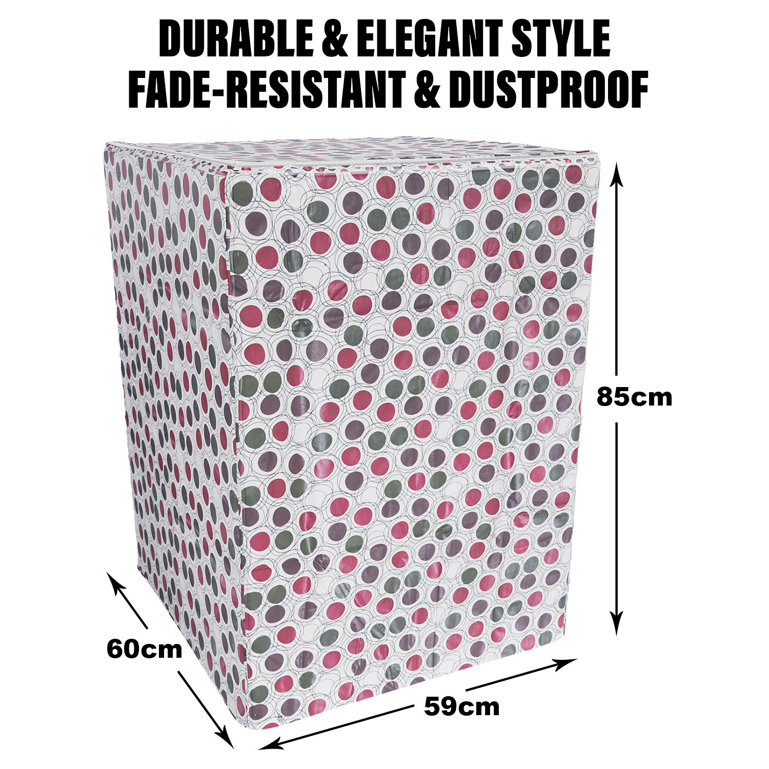 Kuber Industries Washing Machine Cover | Multi Dot Print Washing Machine Cover | PVC Top Load Fully-Automatic Washing Machine Cover | Cream