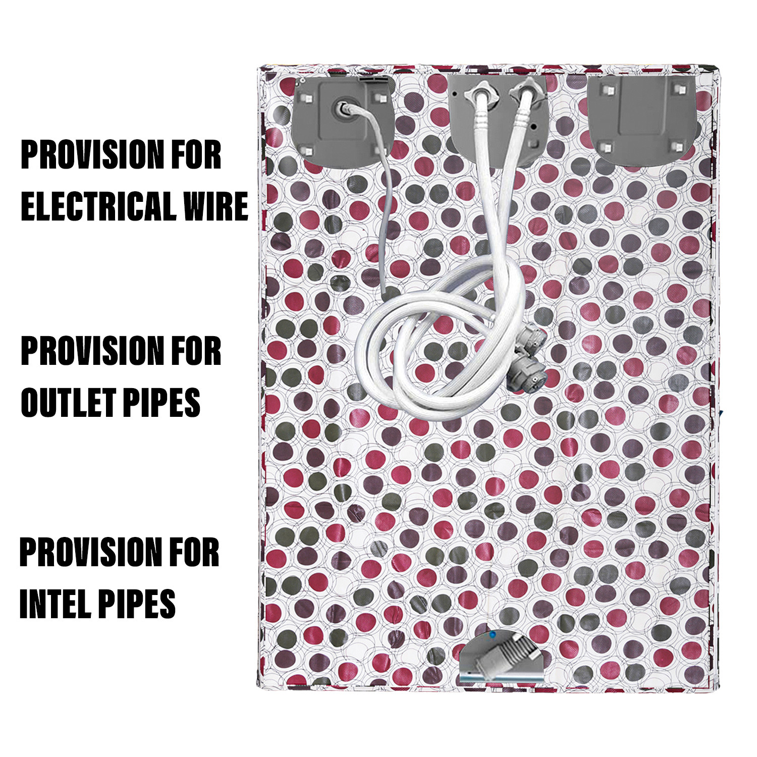 Kuber Industries Washing Machine Cover | Multi Dot Print Washing Machine Cover | PVC Top Load Fully-Automatic Washing Machine Cover | Cream