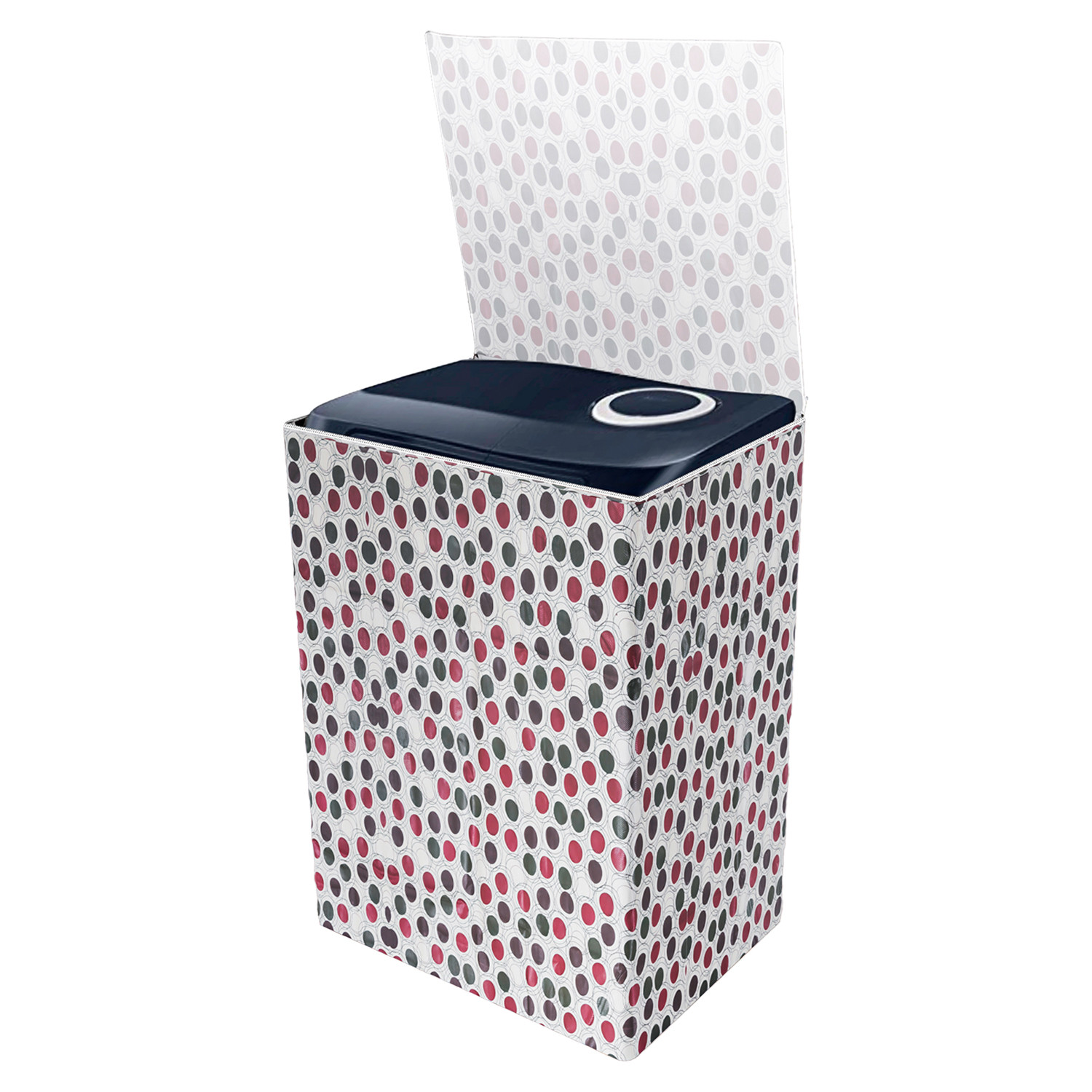 Kuber Industries Washing Machine Cover | Multi Dot Print Washing Machine Cover | PVC Top Load Semi-Automatic Washing Machine Cover | Cream