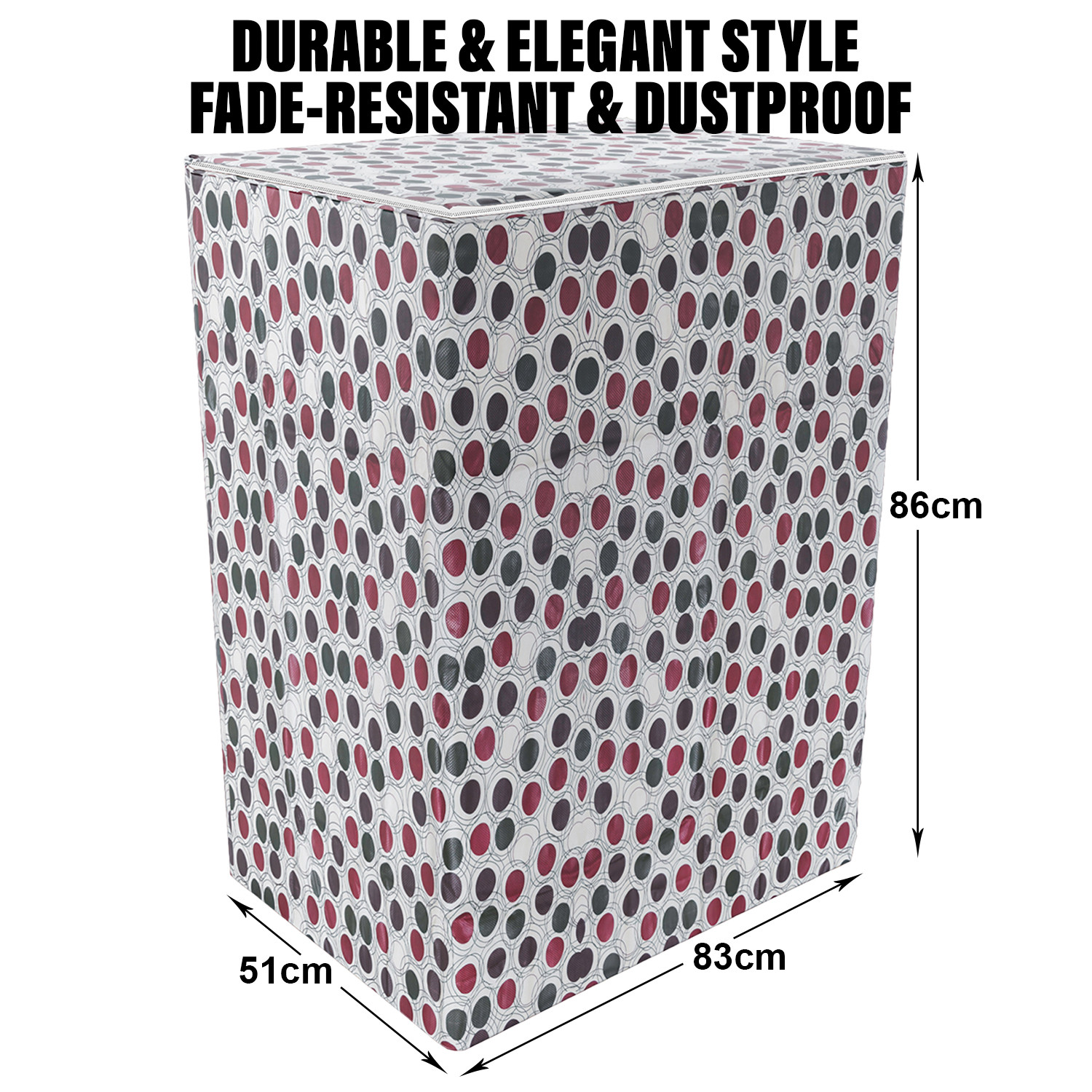 Kuber Industries Washing Machine Cover | Multi Dot Print Washing Machine Cover | PVC Top Load Semi-Automatic Washing Machine Cover | Cream