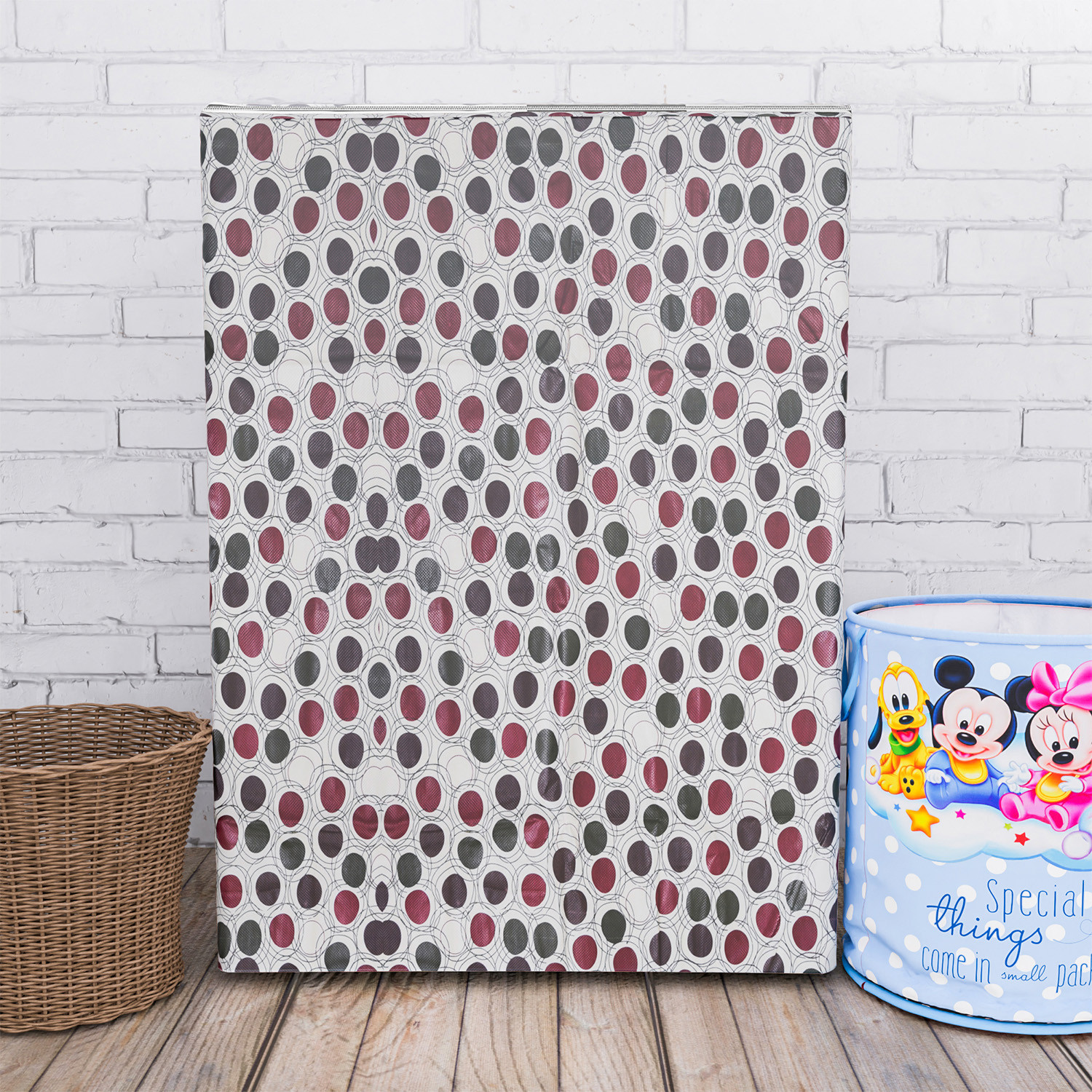 Kuber Industries Washing Machine Cover | Multi Dot Print Washing Machine Cover | PVC Top Load Semi-Automatic Washing Machine Cover | Cream
