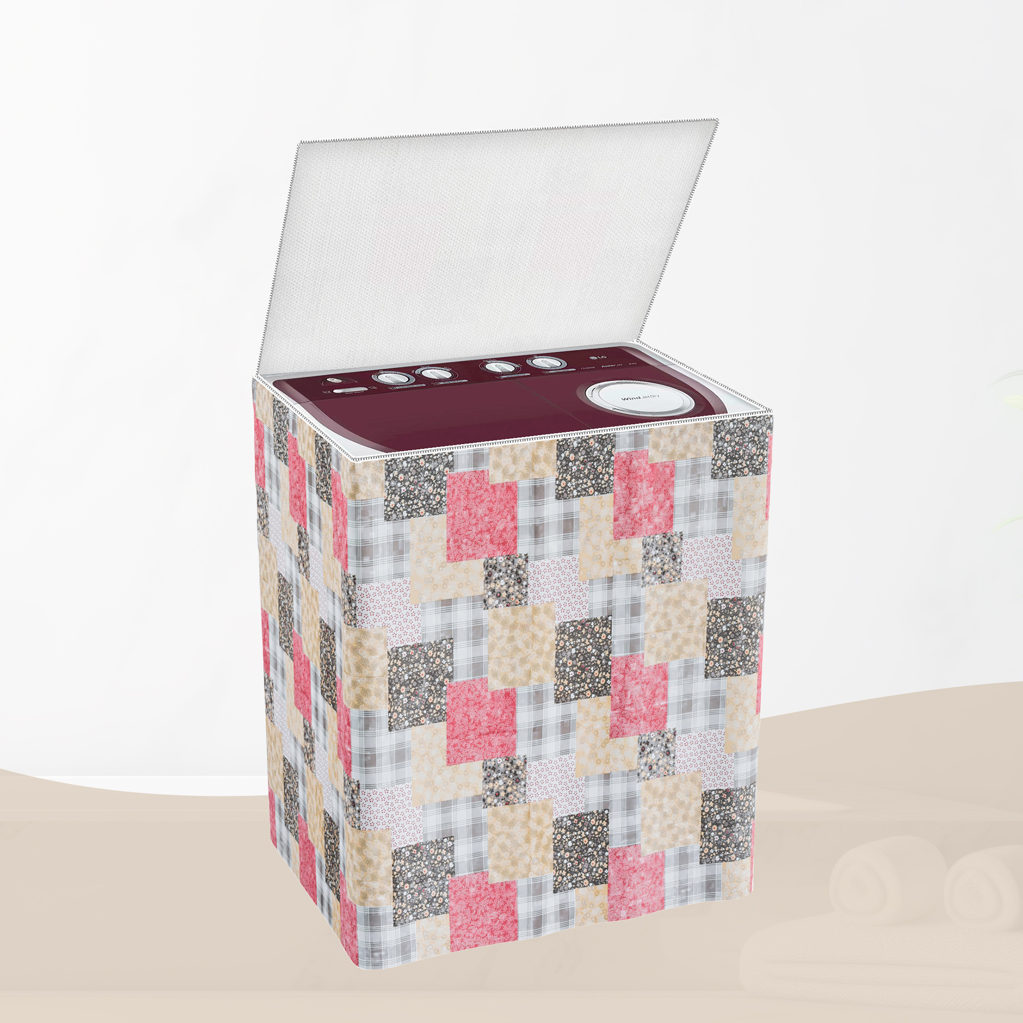 Kuber Industries Washing Machine Cover  Semi-Automatic Washer Covers  Ideal For 6 kg 65 kg 7 kg  75 kg  Waterproof  Dust-Proof Machine Cover  Barik Flower  Multicolor
