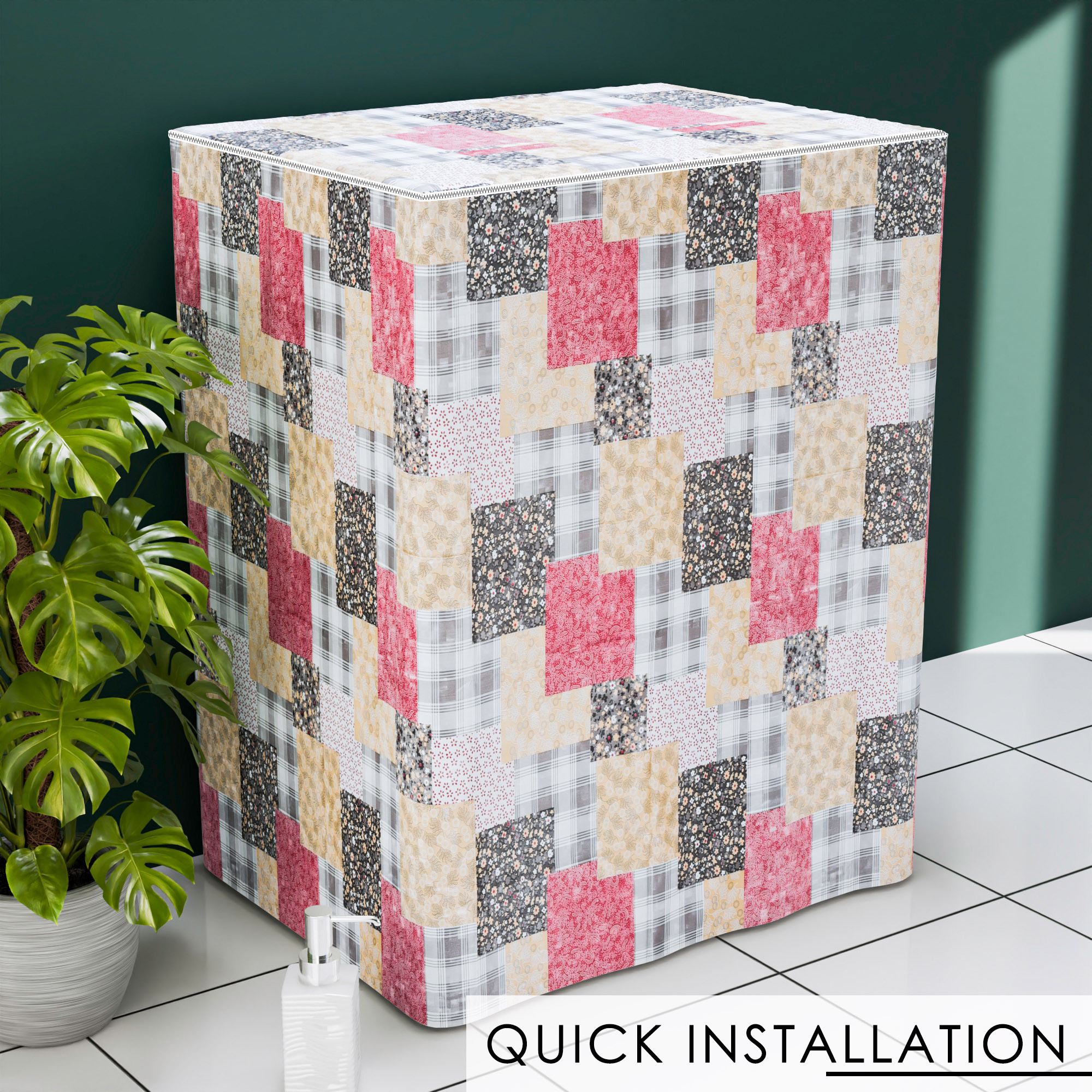 Kuber Industries Washing Machine Cover  Semi-Automatic Washer Covers  Ideal For 6 kg 65 kg 7 kg  75 kg  Waterproof  Dust-Proof Machine Cover  Barik Flower  Multicolor