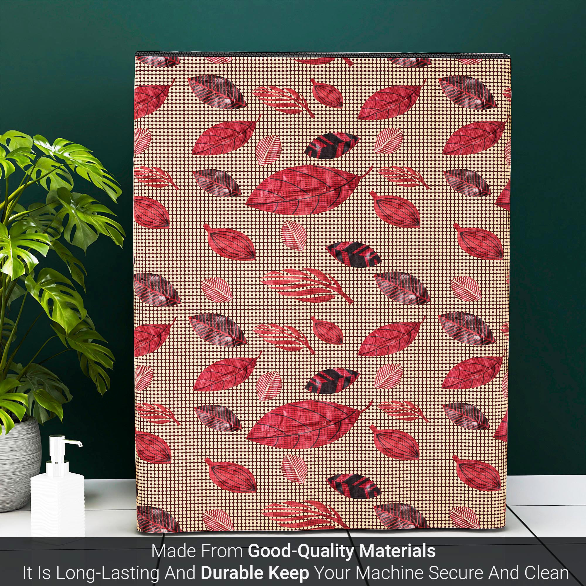 Kuber Industries Washing Machine Cover  Semi-Automatic Washer Covers  Ideal For 6 kg 65 kg 7 kg  75 kg  Waterproof  Dust-Proof Machine Cover  Leaf Print  Brown