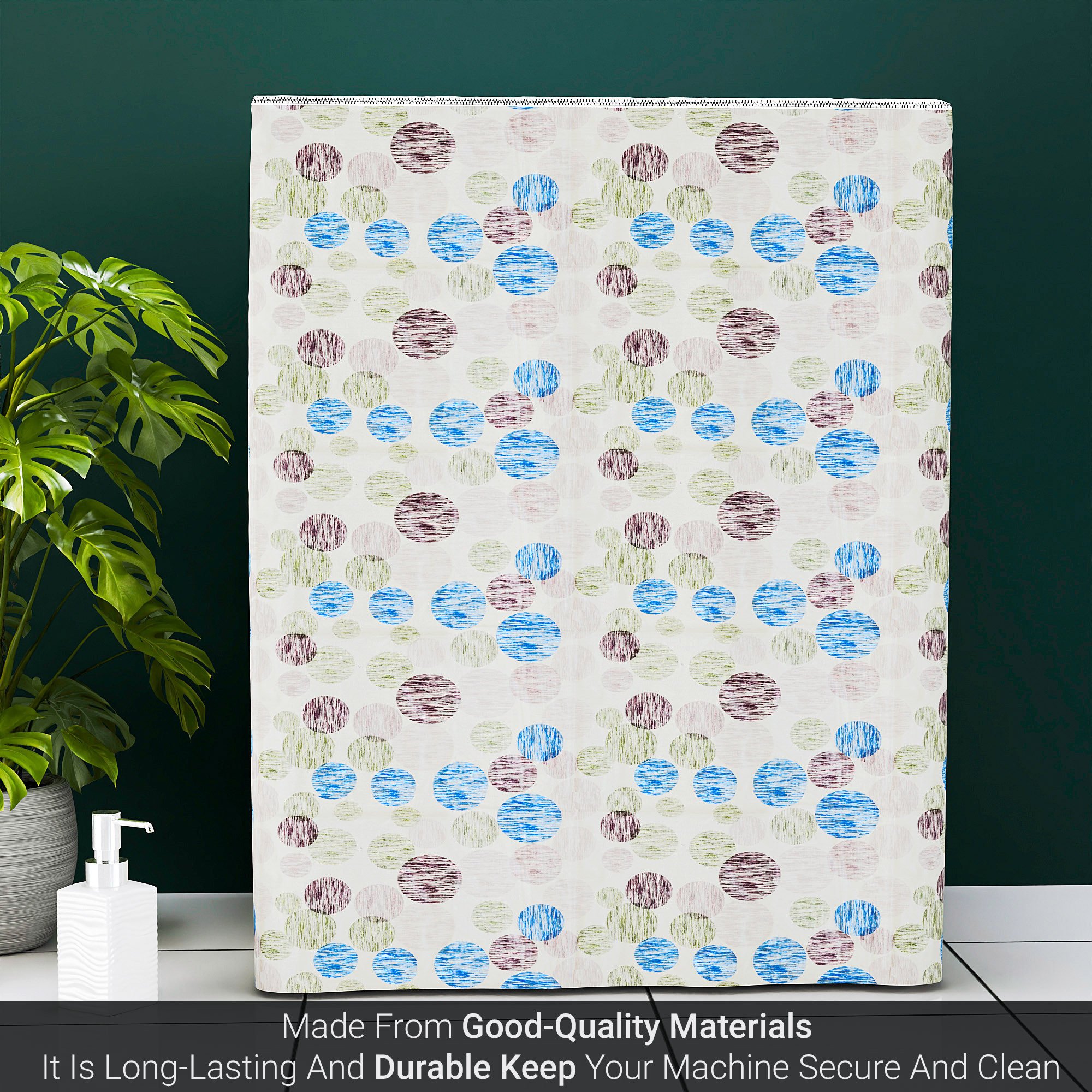 Kuber Industries Washing Machine Cover  Semi-Automatic Washer Covers  Ideal For 6 kg 65 kg 7 kg  75 kg  Waterproof  Dust-Proof Machine Cover  Multi Dot  Blue