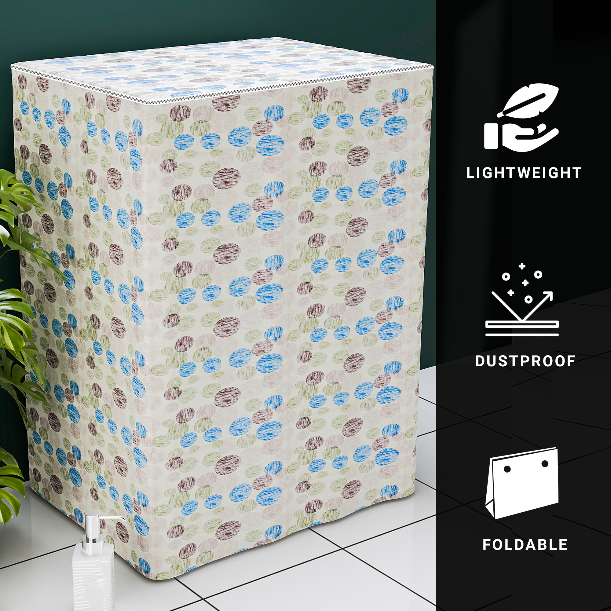 Kuber Industries Washing Machine Cover  Semi-Automatic Washer Covers  Ideal For 6 kg 65 kg 7 kg  75 kg  Waterproof  Dust-Proof Machine Cover  Multi Dot  Blue