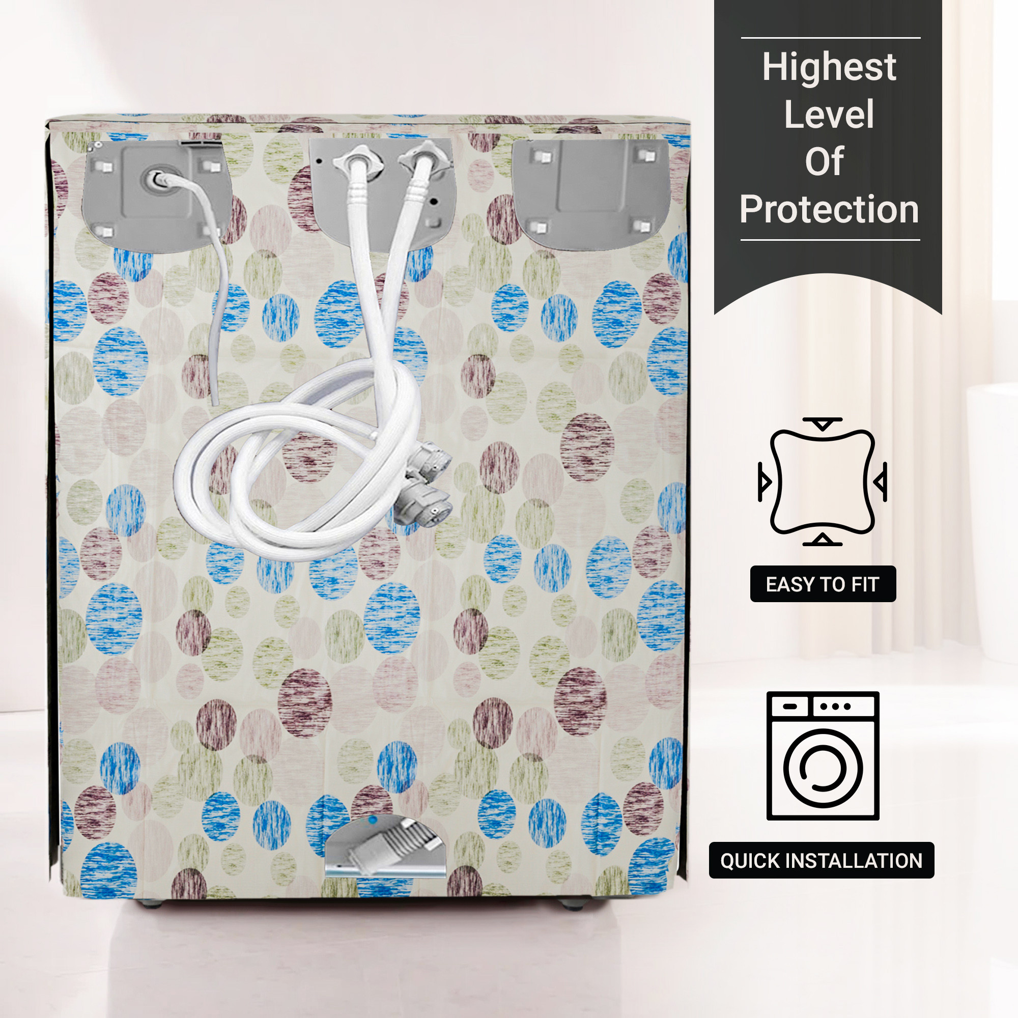 Kuber Industries Washing Machine Cover  Semi-Automatic Washer Covers  Ideal For 6 kg 65 kg 7 kg  75 kg  Waterproof  Dust-Proof Machine Cover  Multi Dot  Blue