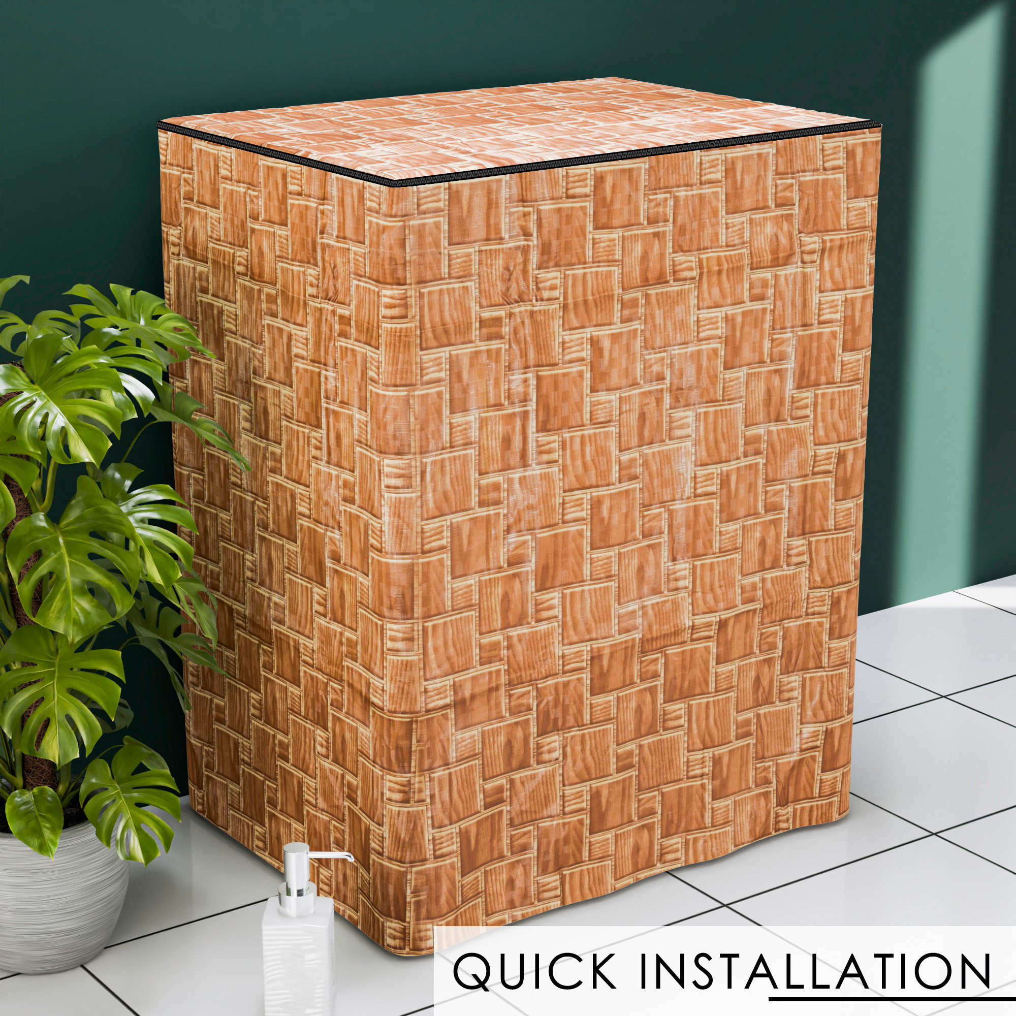 Kuber Industries Washing Machine Cover  Semi-Automatic Washer Covers  Ideal For 6 kg 65 kg 7 kg  75 kg  Waterproof  Dust-Proof Machine Cover  New Check  Golden