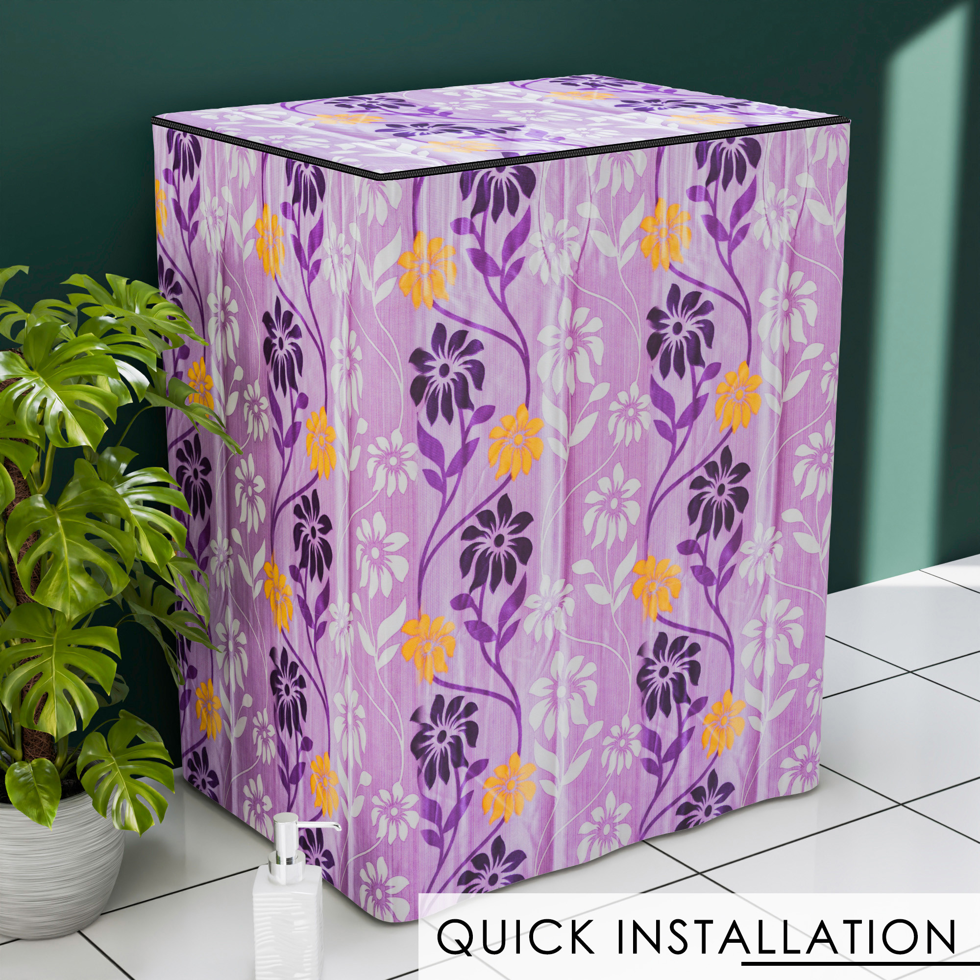 Kuber Industries Washing Machine Cover  Semi-Automatic Washer Covers  Ideal For 6 kg 65 kg 7 kg  75 kg  Waterproof  Dust-Proof Machine Cover  Kniting Square  Purple