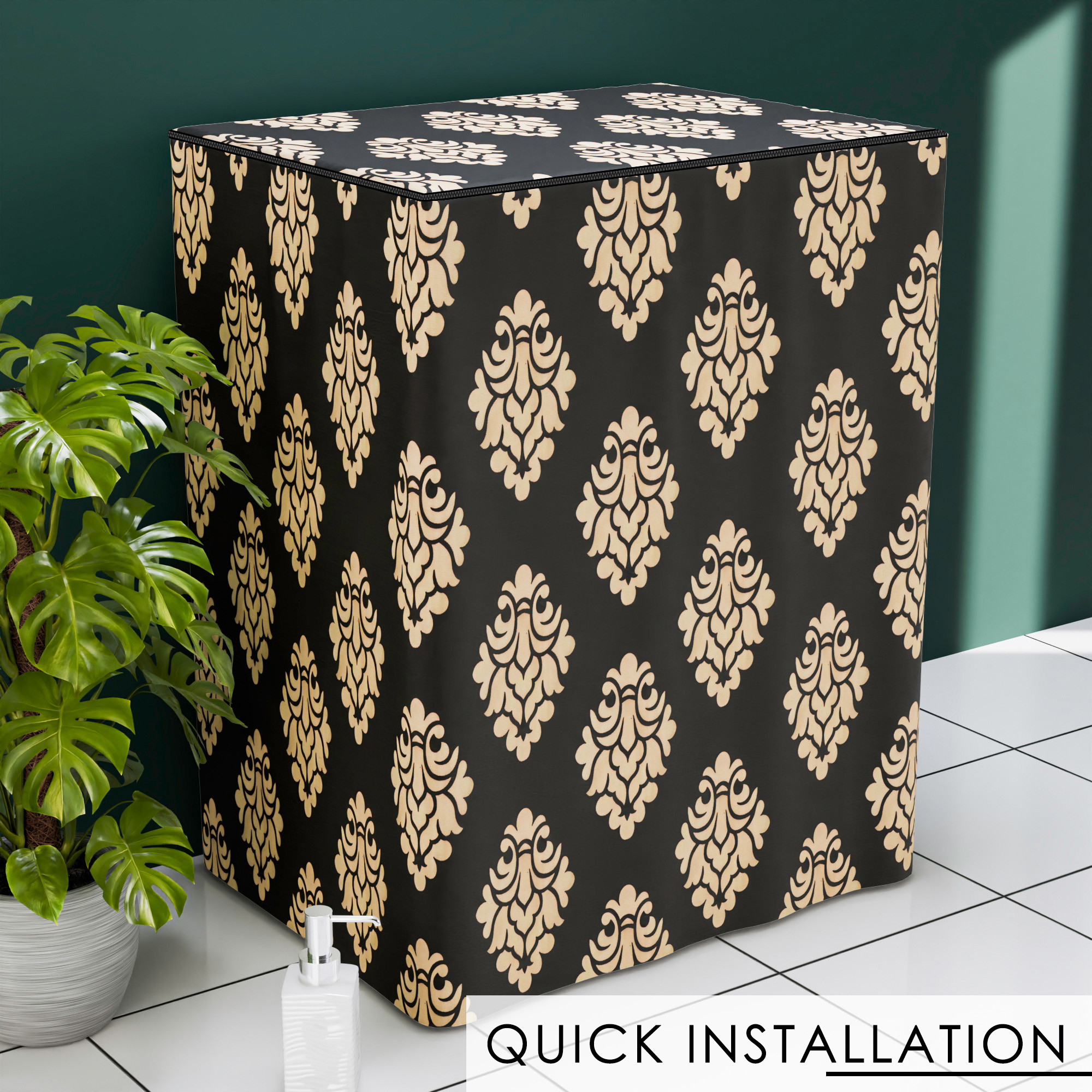 Kuber Industries Washing Machine Cover  Semi-Automatic Washer Covers  Ideal For 6 kg 65 kg 7 kg  75 kg  Waterproof  Dust-Proof Machine Cover  Kniting Square  Brown