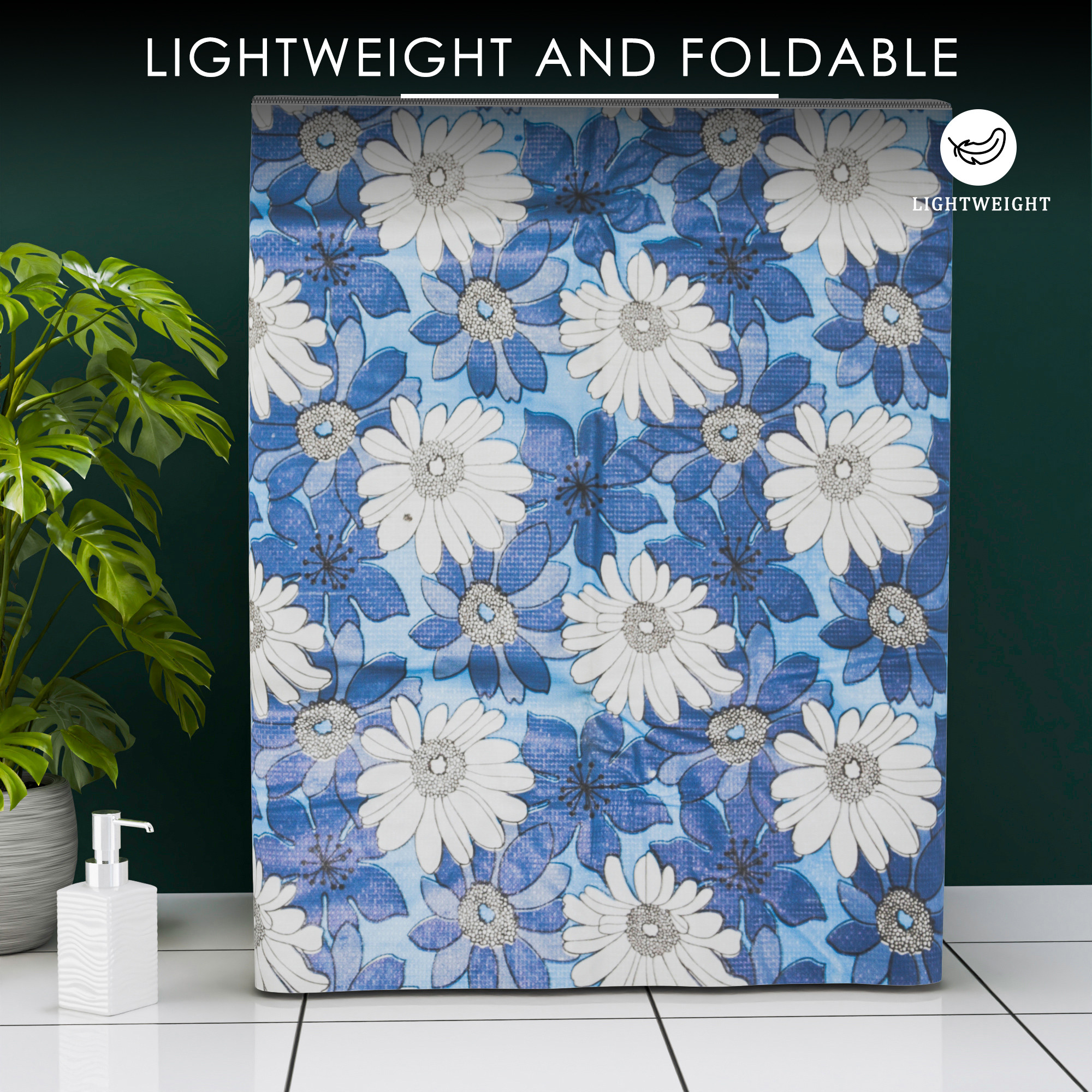 Kuber Industries Washing Machine Cover  Semi-Automatic Washer Covers  Ideal For 6 kg 65 kg 7 kg  75 kg  Waterproof  Dust-Proof Machine Cover  White Sunflower  Blue