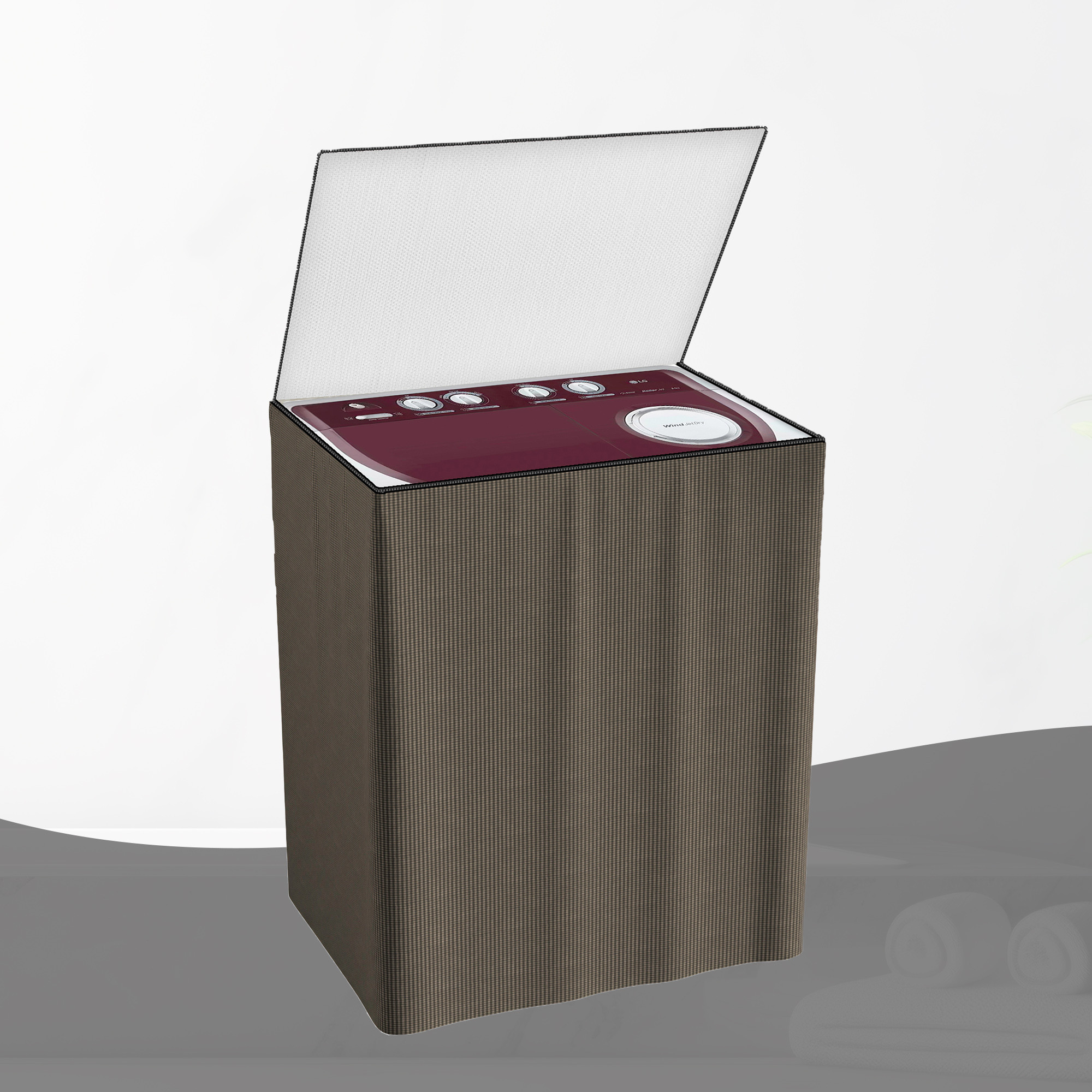 Kuber Industries Washing Machine Cover  Semi-Automatic Washer Covers  Ideal For 6 kg 65 kg 7 kg  75 kg  Waterproof  Dust-Proof Machine Cover  Mini Check  Brown