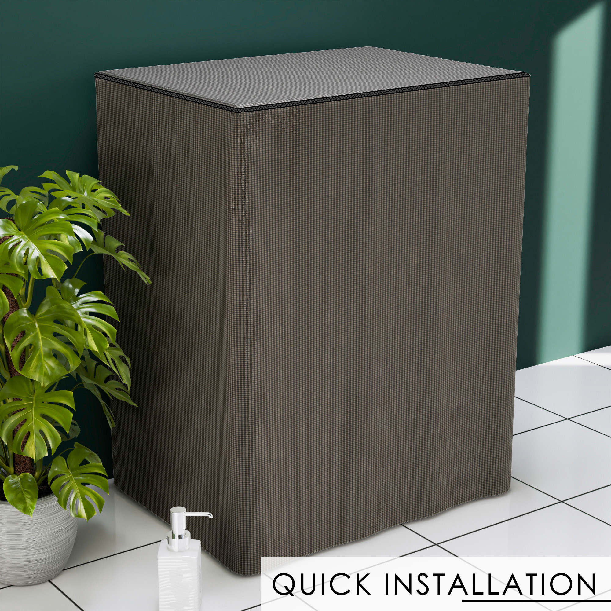 Kuber Industries Washing Machine Cover  Semi-Automatic Washer Covers  Ideal For 6 kg 65 kg 7 kg  75 kg  Waterproof  Dust-Proof Machine Cover  Mini Check  Brown