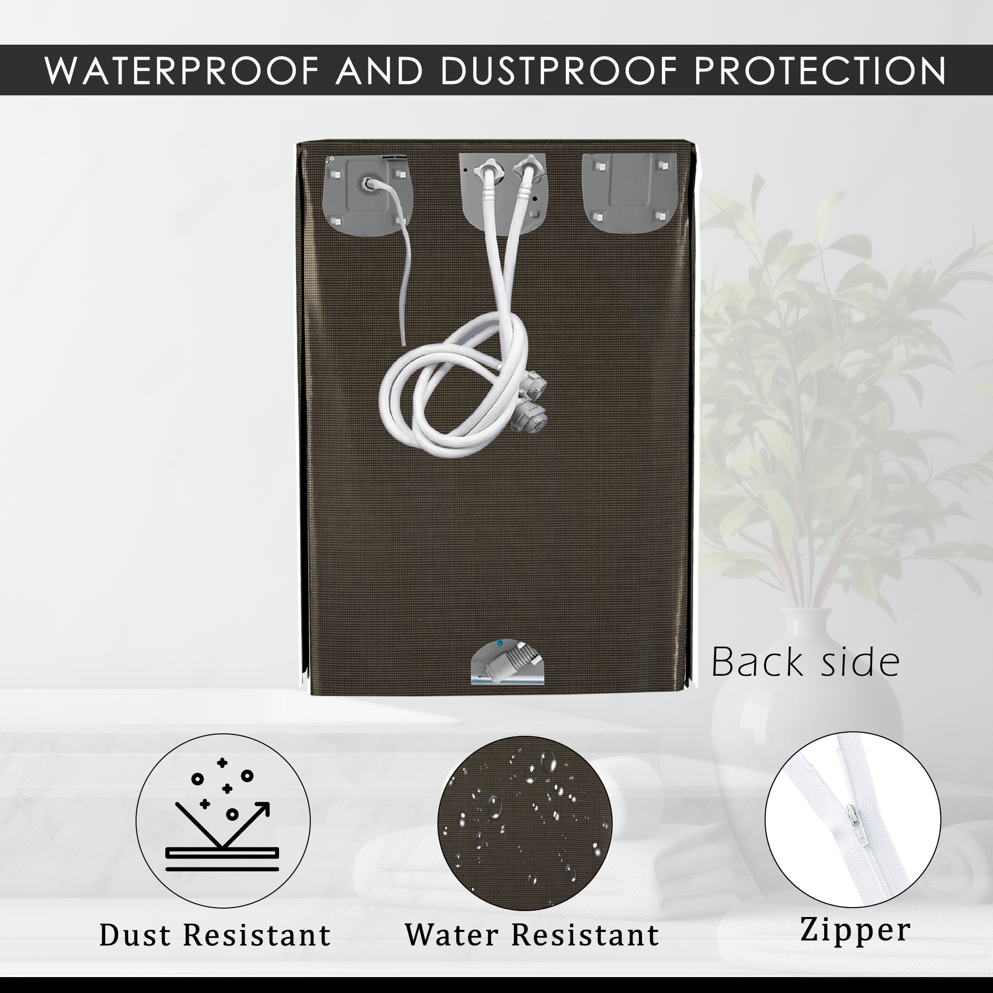 Kuber Industries Washing Machine Cover  Semi-Automatic Washer Covers  Ideal For 6 kg 65 kg 7 kg  75 kg  Waterproof  Dust-Proof Machine Cover  Mini Check  Brown