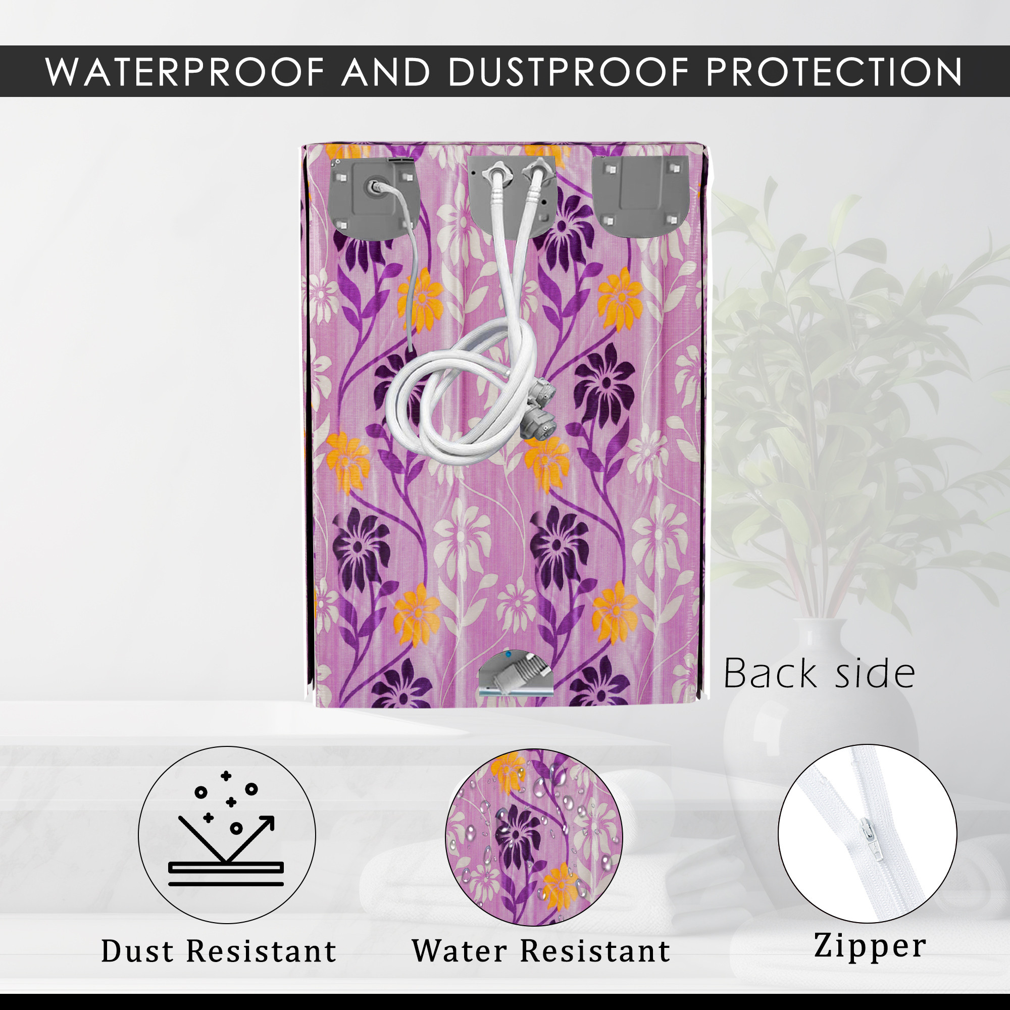 Kuber Industries Washing Machine Cover  Semi-Automatic Washer Covers  Ideal For 6 kg 65 kg 7 kg  75 kg  Waterproof  Dust-Proof Machine Cover  Kniting Square  Purple