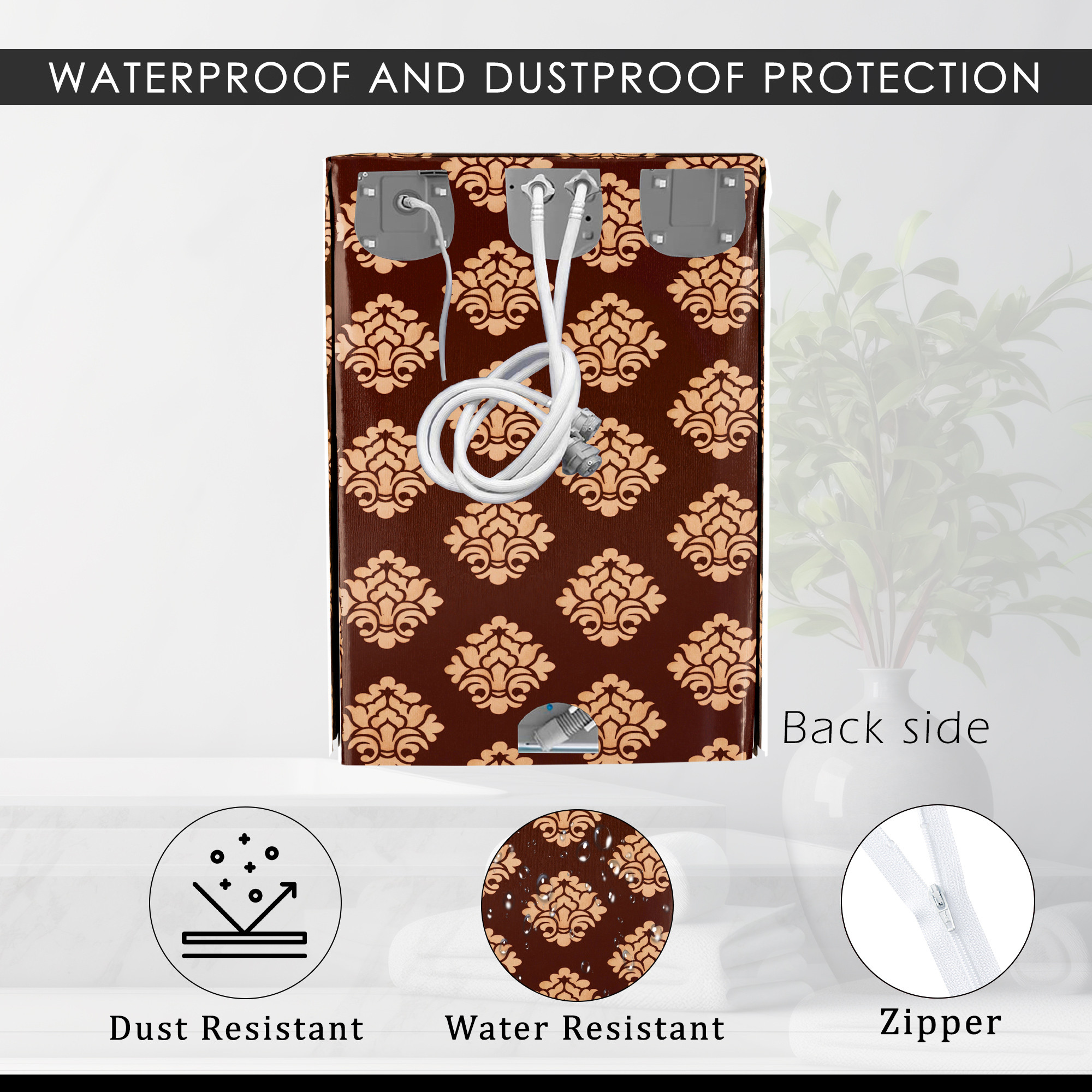 Kuber Industries Washing Machine Cover  Semi-Automatic Washer Covers  Ideal For 6 kg 65 kg 7 kg  75 kg  Waterproof  Dust-Proof Machine Cover  Kniting Square  Maroon