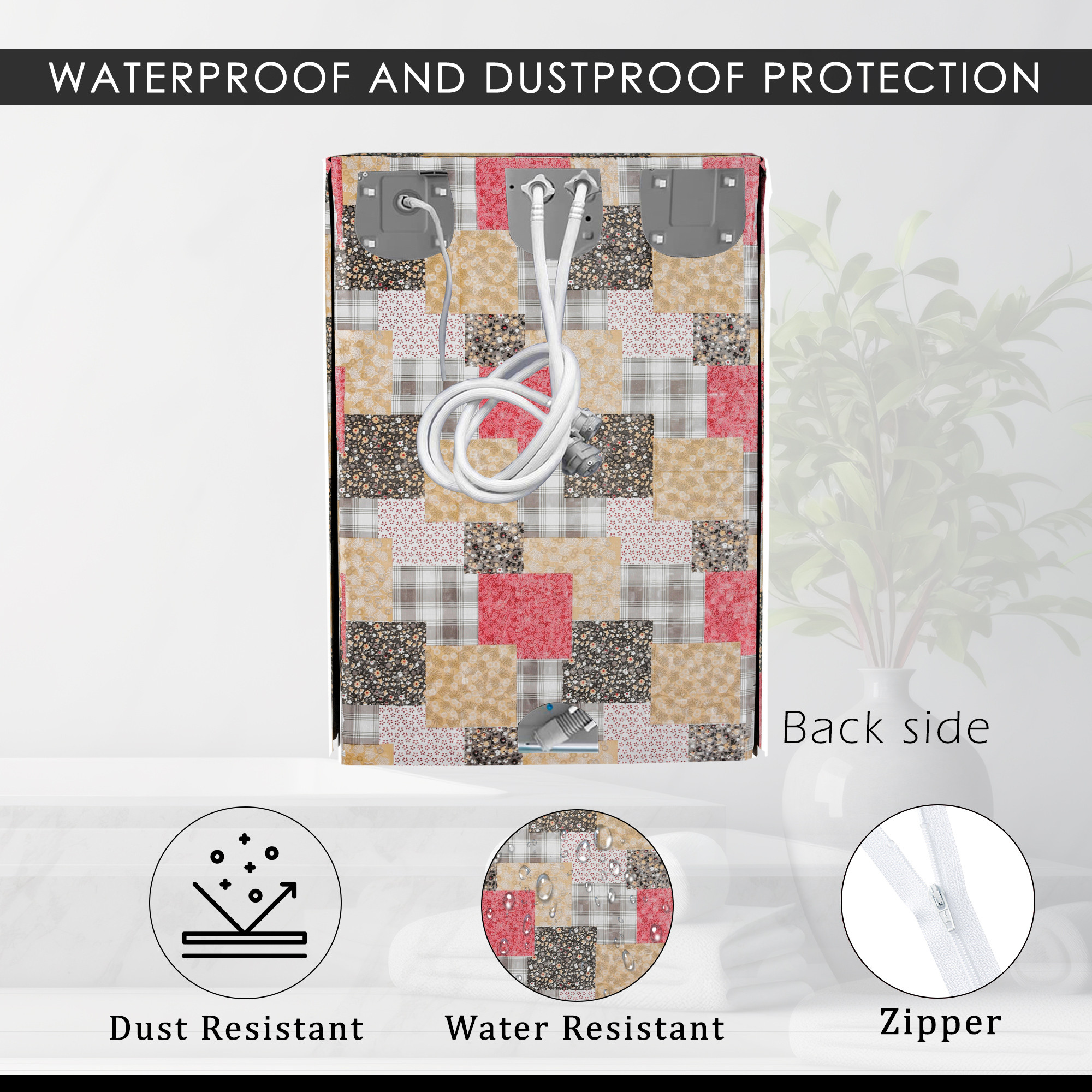 Kuber Industries Washing Machine Cover  Semi-Automatic Washer Covers  Ideal For 6 kg 65 kg 7 kg  75 kg  Waterproof  Dust-Proof Machine Cover  Barik Flower  Multicolor