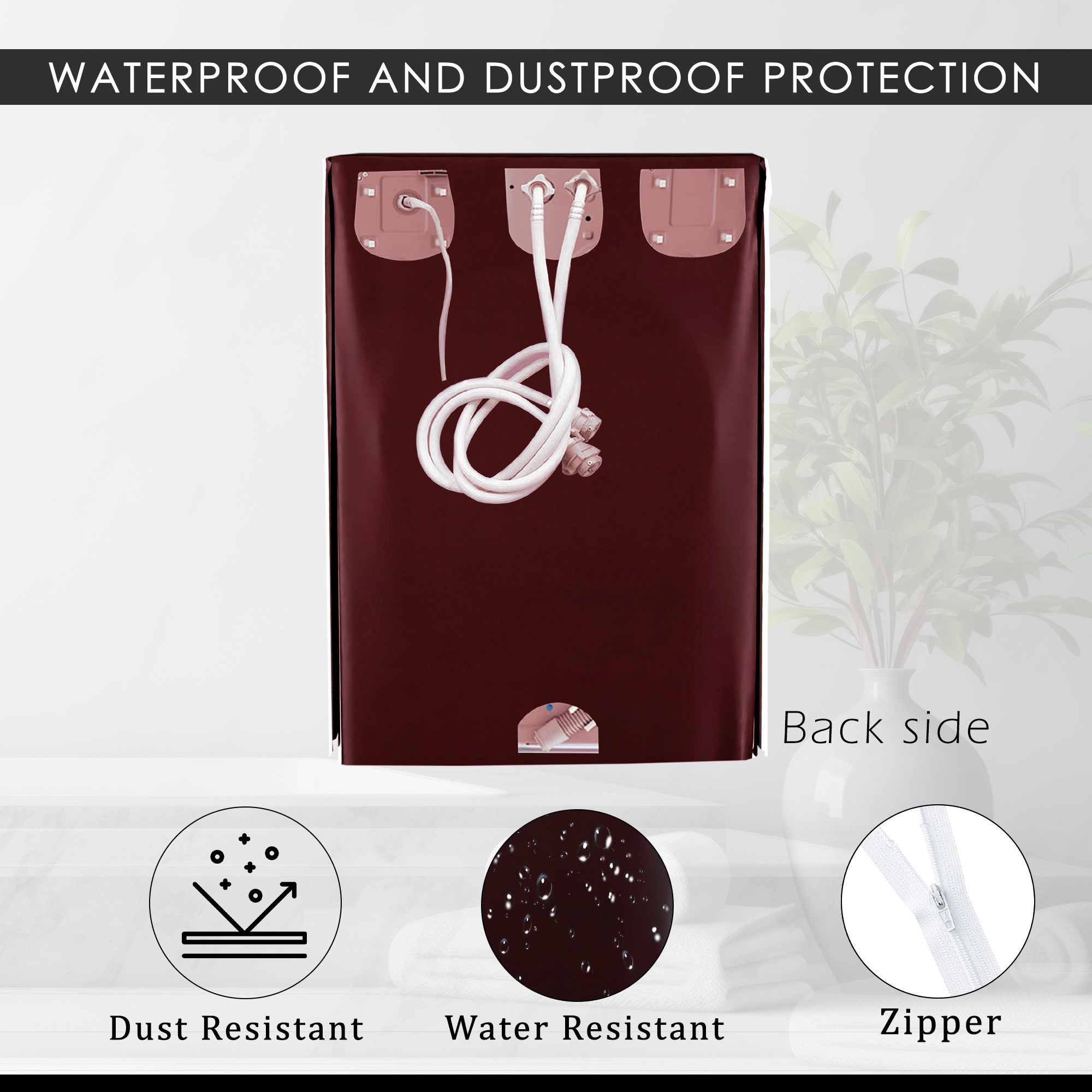 Kuber Industries Washing Machine Cover  Semi-Automatic Washer Covers  Ideal For 6 kg 65 kg 7 kg  75 kg  Waterproof  Dust-Proof Machine Cover  Plain  Maroon