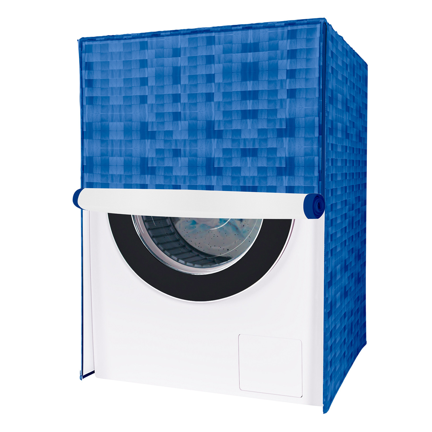 Kuber Industries Washing Machine Cover | Shelf Check Washing Machine Cover | Soft PVC | Front Load Washing Machine Cover | Blue
