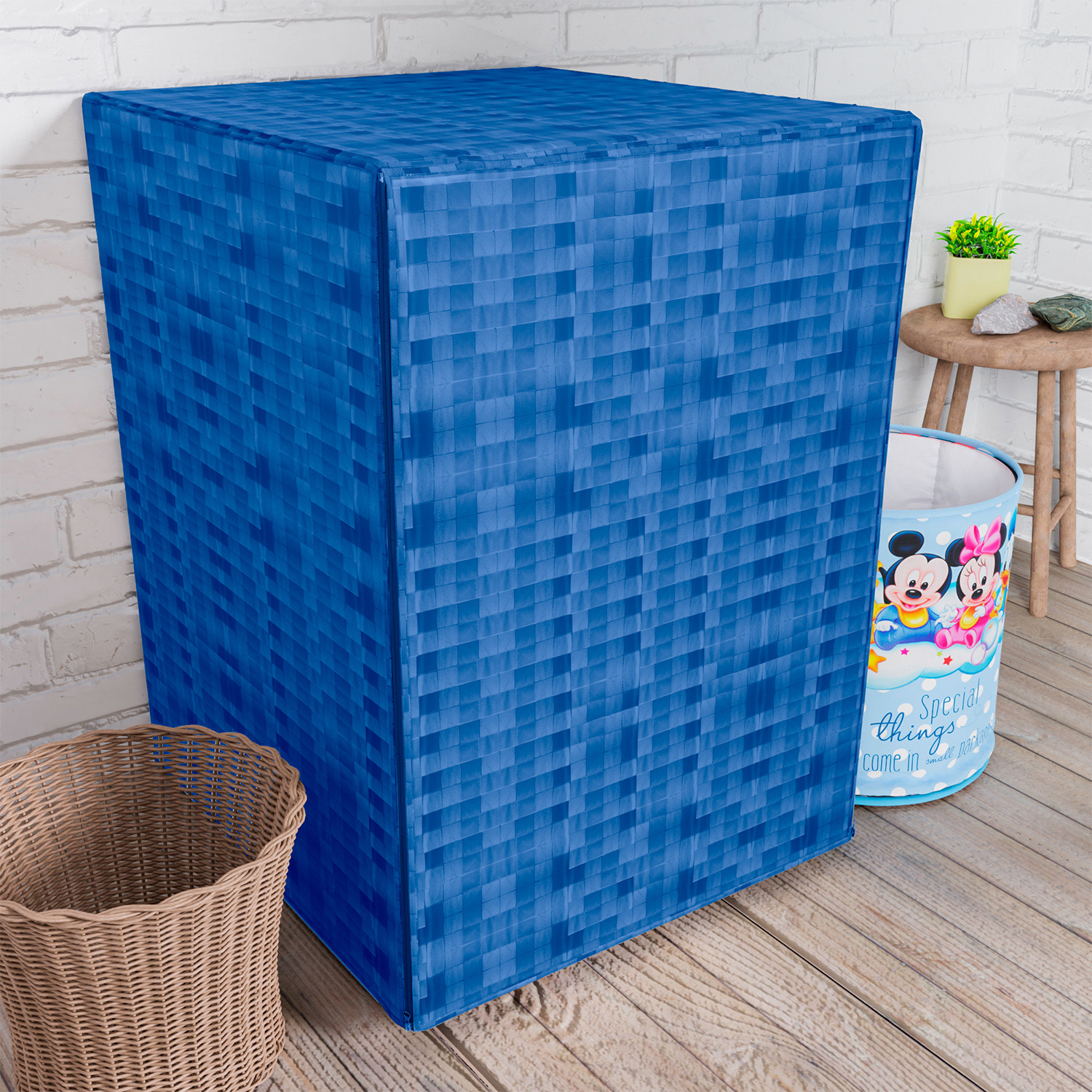 Kuber Industries Washing Machine Cover | Shelf Check Washing Machine Cover | Soft PVC | Front Load Washing Machine Cover | Blue