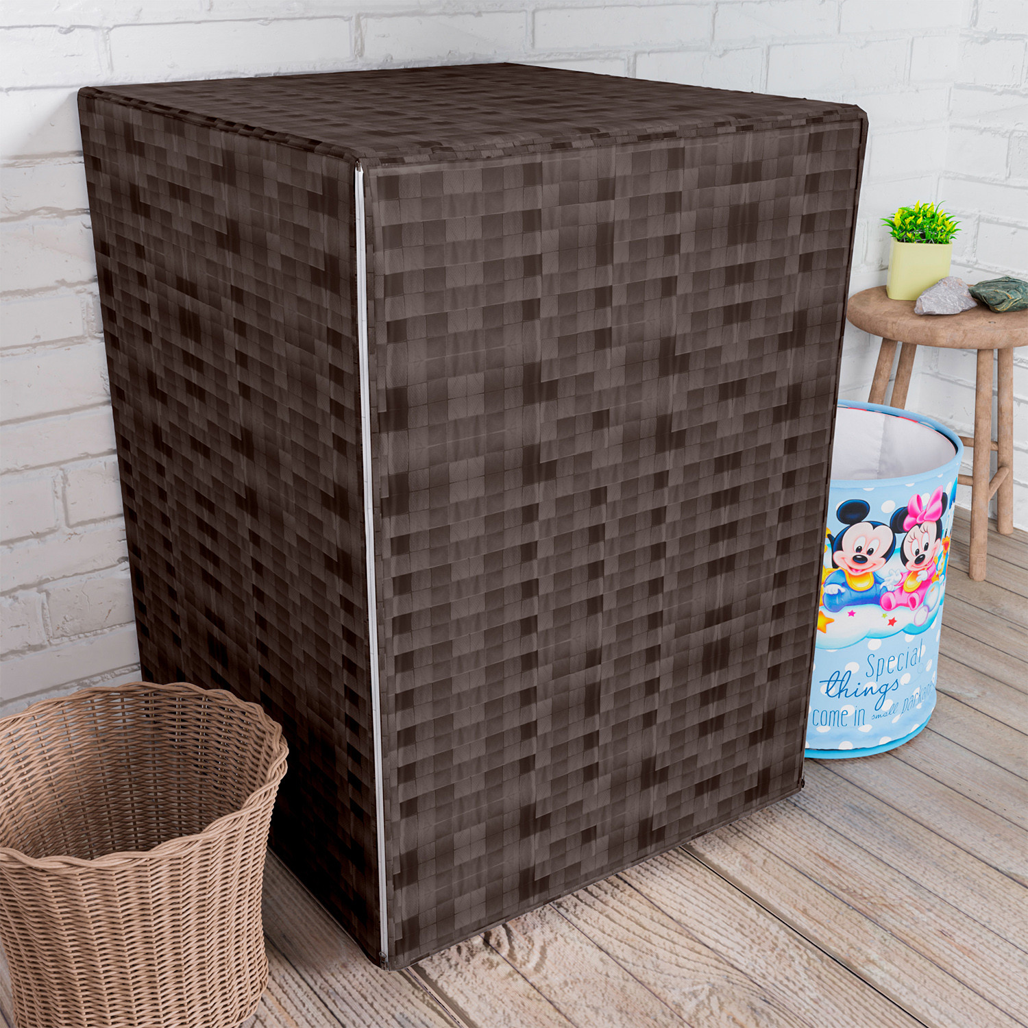 Kuber Industries Washing Machine Cover | Shelf Check Washing Machine Cover | Soft PVC | Front Load Washing Machine Cover | Brown