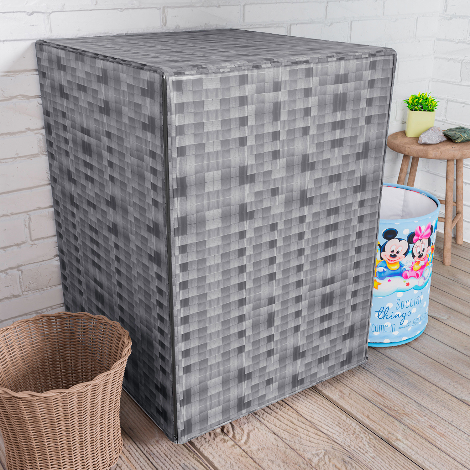 Kuber Industries Washing Machine Cover | Shelf Check Washing Machine Cover | Soft PVC | Front Load Washing Machine Cover | Gray