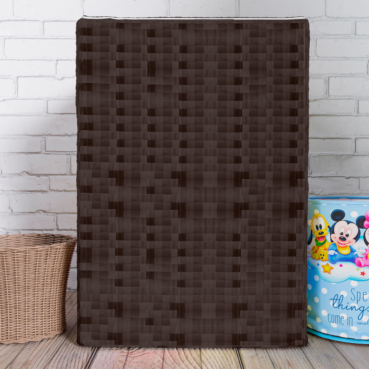 Kuber Industries Washing Machine Cover | Shelf Check Washing Machine Cover | Soft PVC | Top Load Fully-Automatic Washing Machine Cover | Brown