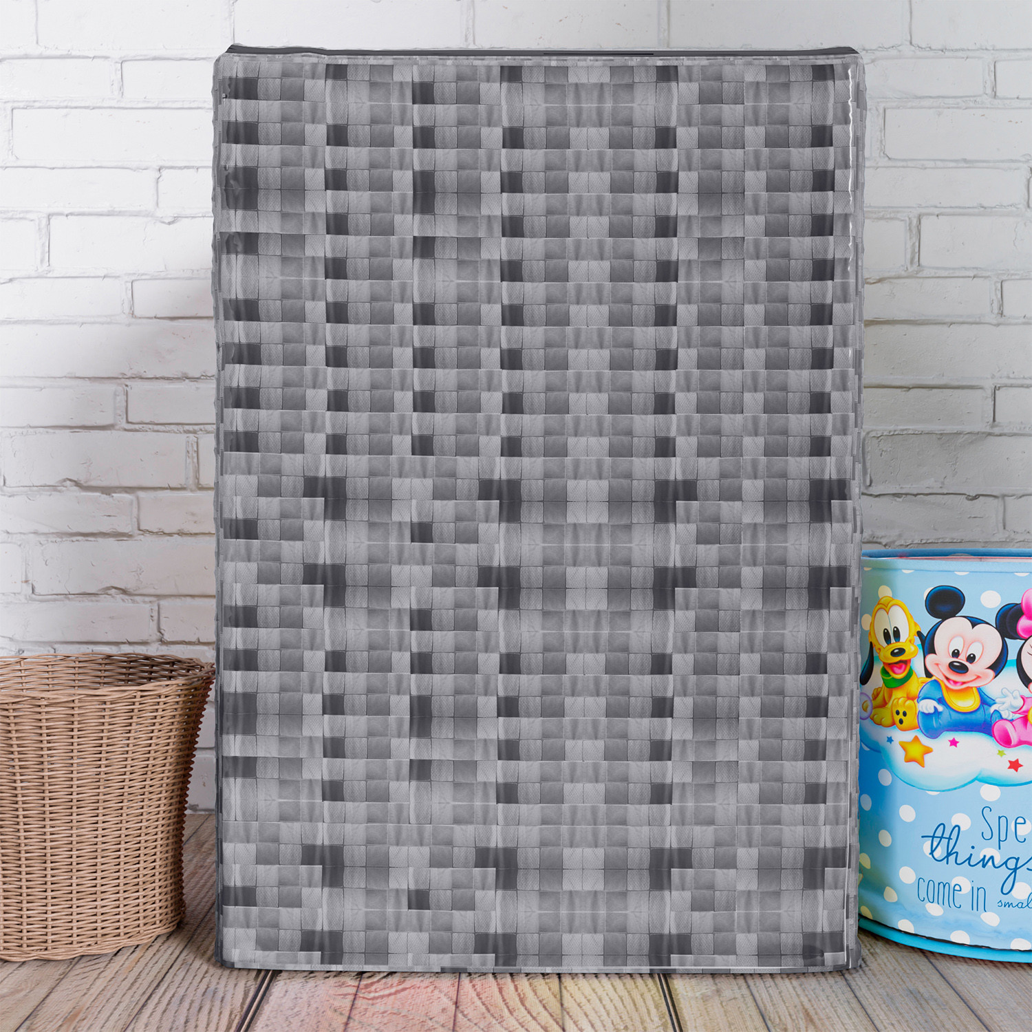 Kuber Industries Washing Machine Cover | Shelf Check Washing Machine Cover | Soft PVC | Top Load Fully-Automatic Washing Machine Cover | Gray