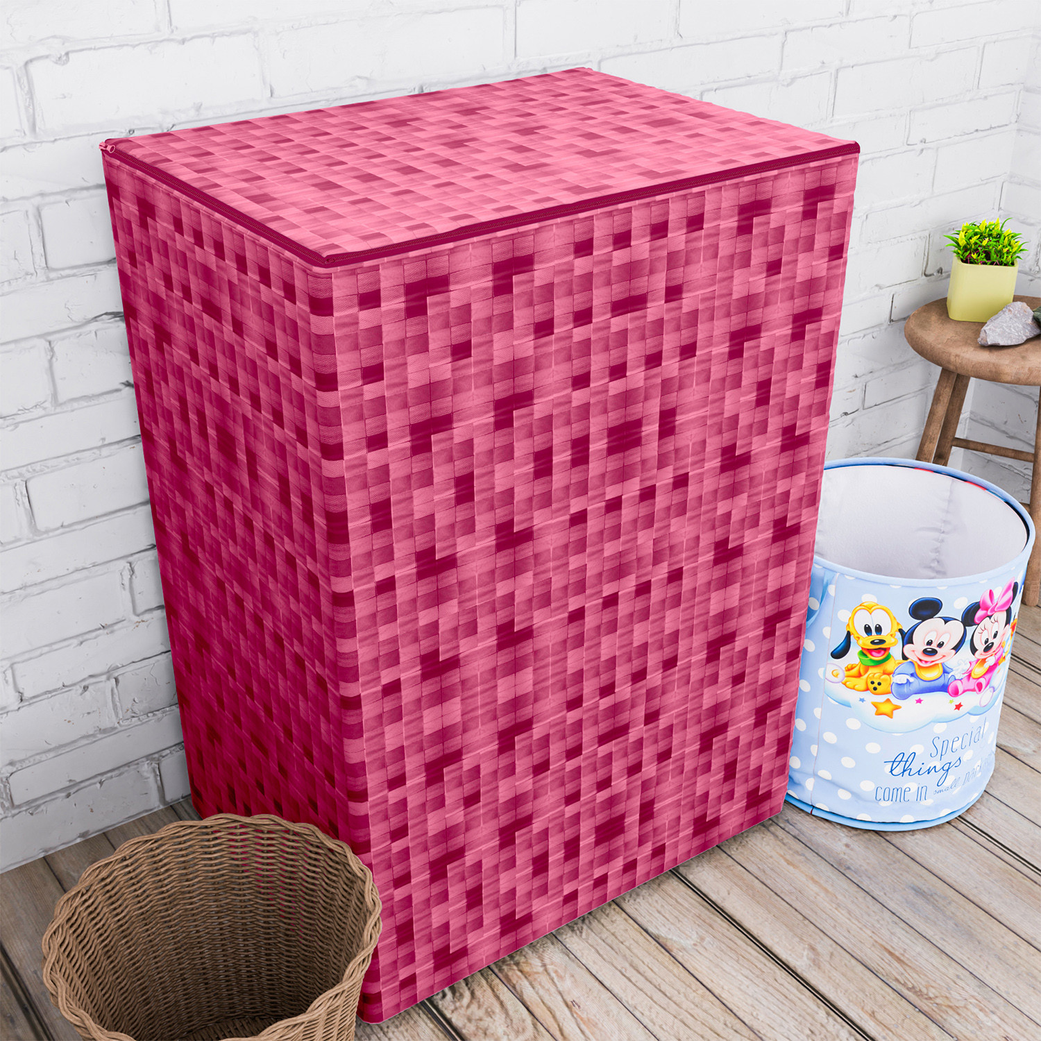 Kuber Industries Washing Machine Cover | Shelf Check Washing Machine Cover | Soft PVC | Top Load Semi-Automatic Washing Machine Cover | Maroon