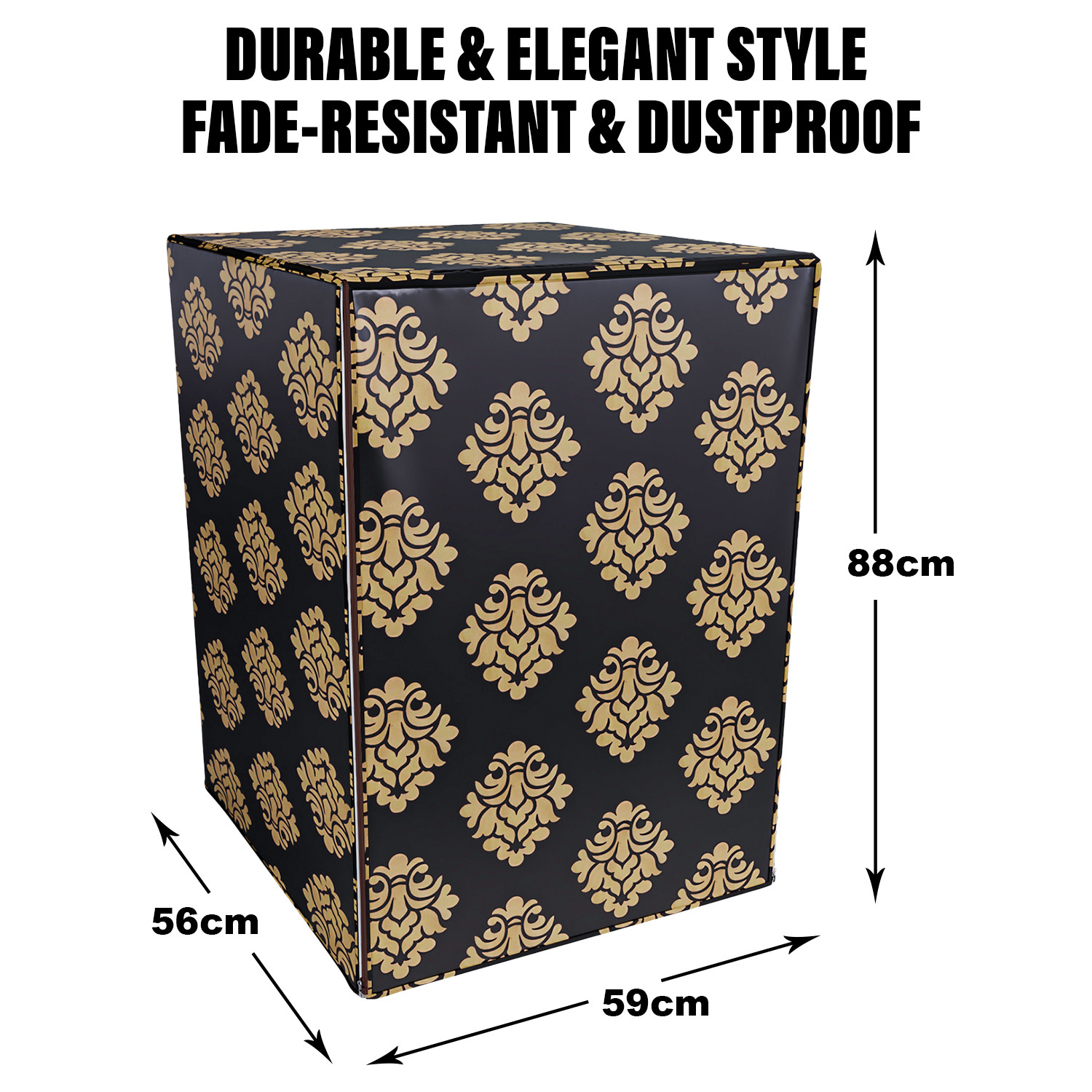 Kuber Industries Washing Machine Cover | Square Design Washing Machine Cover | Knitting Polyester | Front Load Washing Machine Cover | Brown