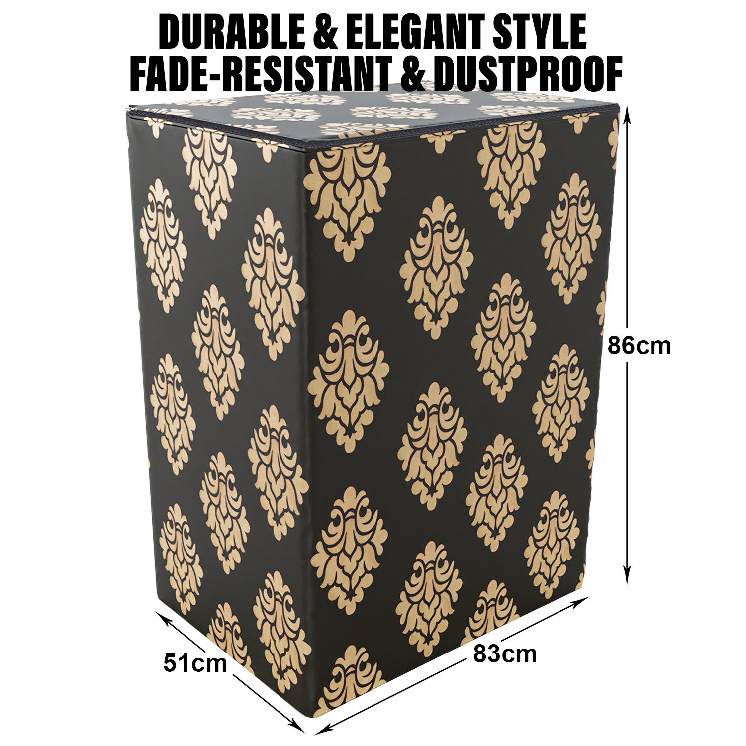 Kuber Industries Washing Machine Cover | Square Design Washing Machine Cover | Knitting Polyester | Top Load Semi-Automatic Washing Machine Cover | Brown