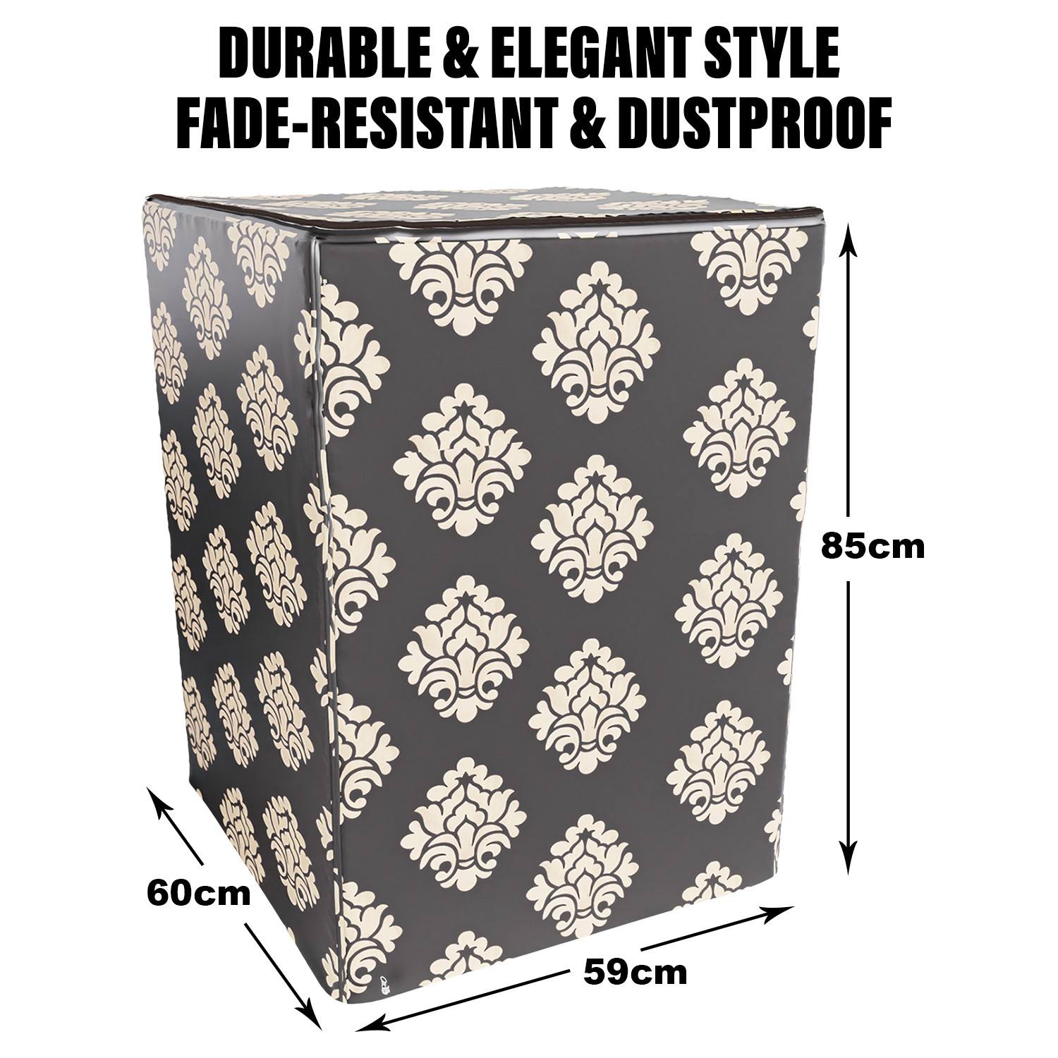 Kuber Industries Washing Machine Cover | Square Design Washing Machine Cover | Knitting Polyester | Top Load Fully-Automatic Washing Machine Cover | Brown