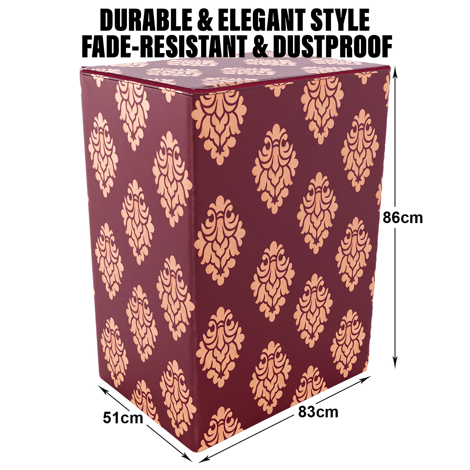 Kuber Industries Washing Machine Cover | Square Design Washing Machine Cover | Knitting Polyester | Top Load Semi-Automatic Washing Machine Cover | Maroon